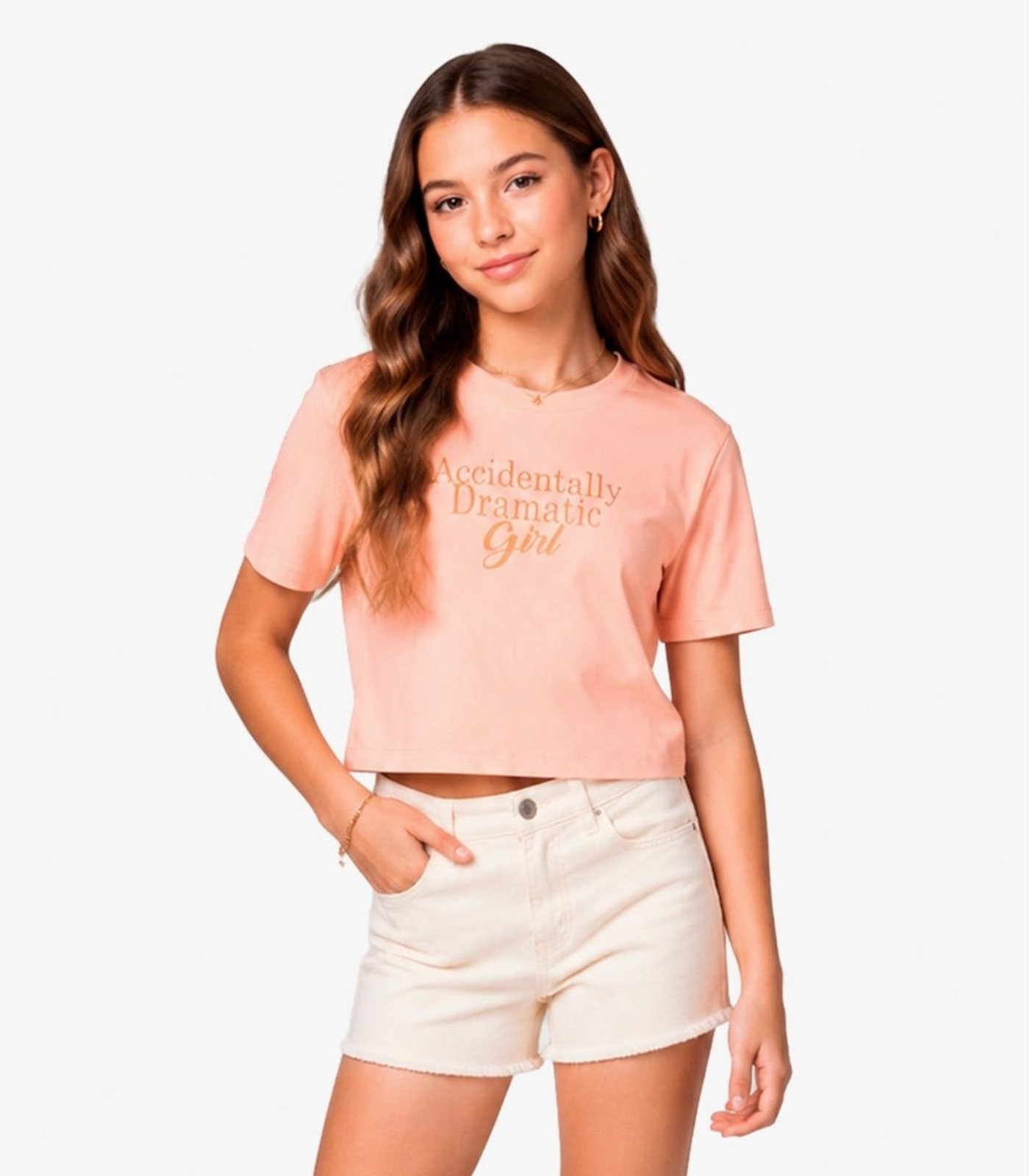 Infantil - T shirt Feminina Com Foil Minty Rosa