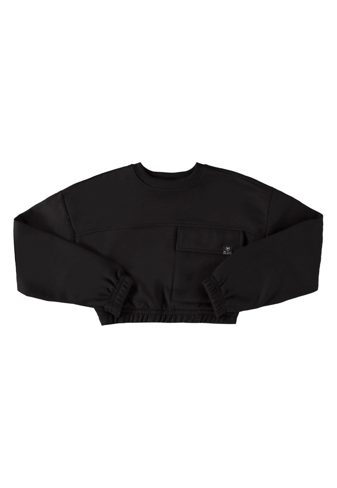 Infantil - Blusão Cropped Básico em Moletom Juvenil Gloss Preto