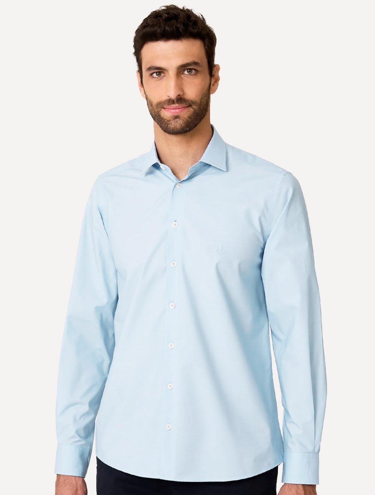 Camisa Dudalina Masculina Slim Tricoline Lisa Azul