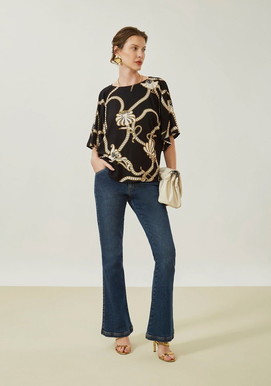 Calça Maria Valentina Boot Cut Média Azul