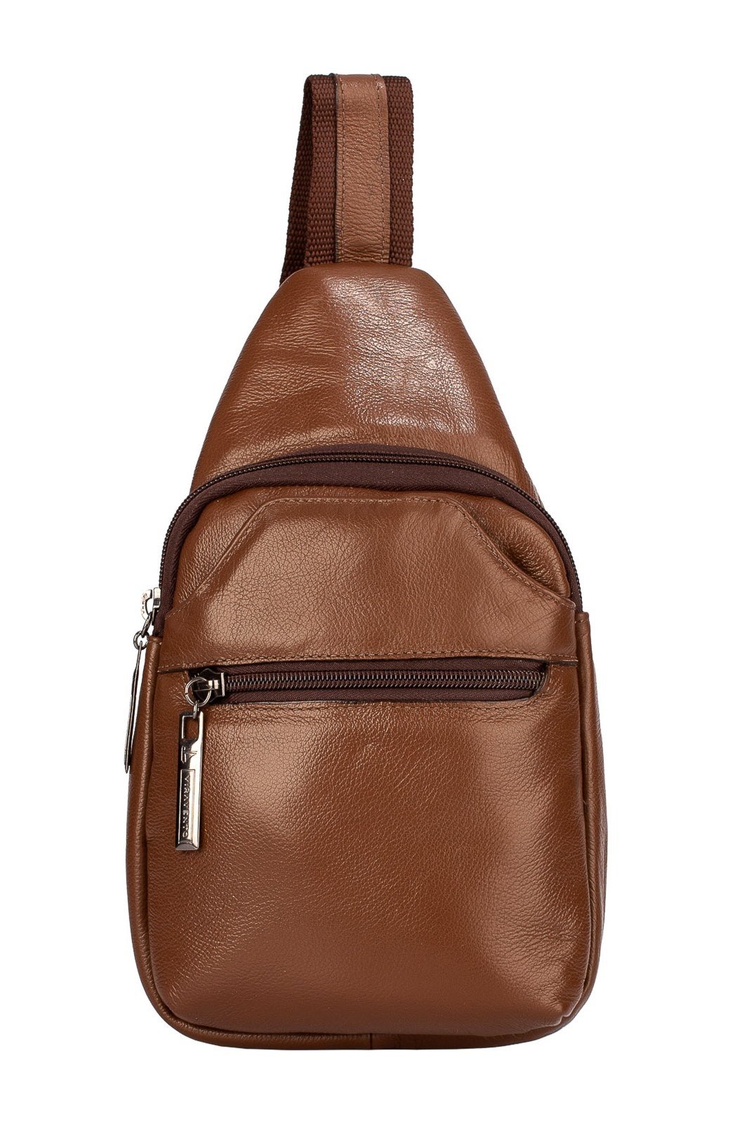 Mini mochila transversal de couro Jeff - Cedro
