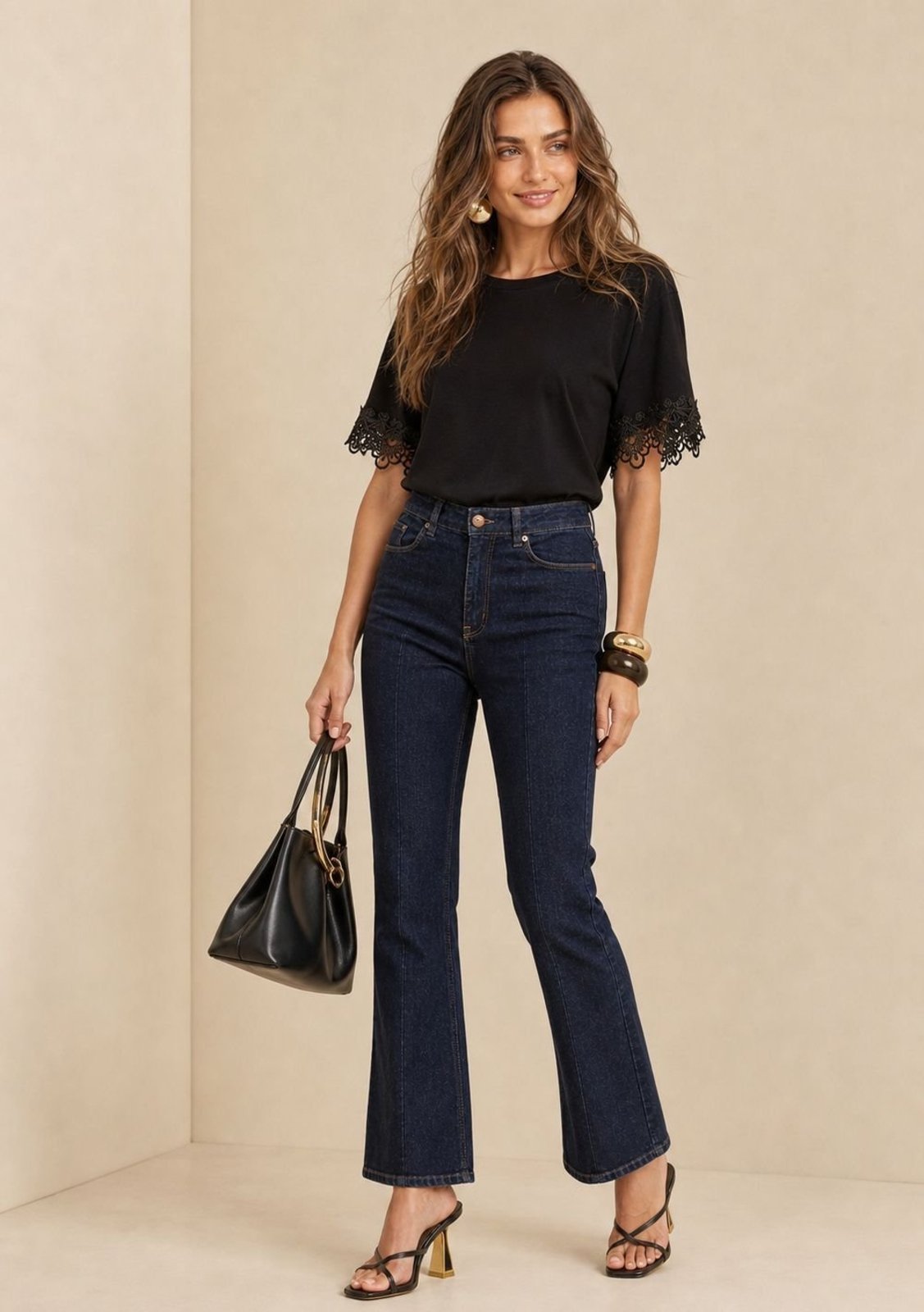 Calça Flare Alta - Azul
