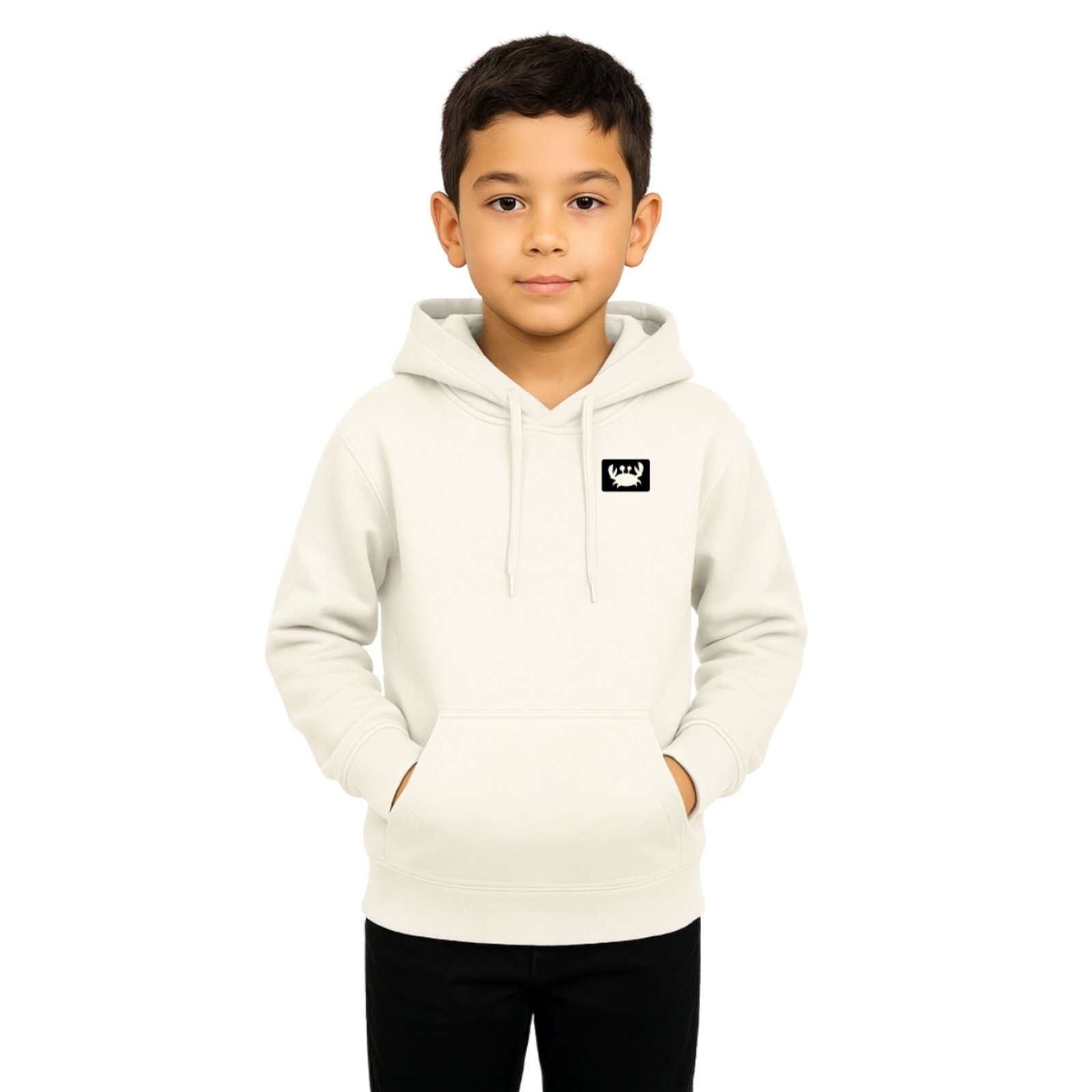 Infantil - Blusa de Moletom Liso Casaco Relaxado Canguru Com Capuz Macio Quente