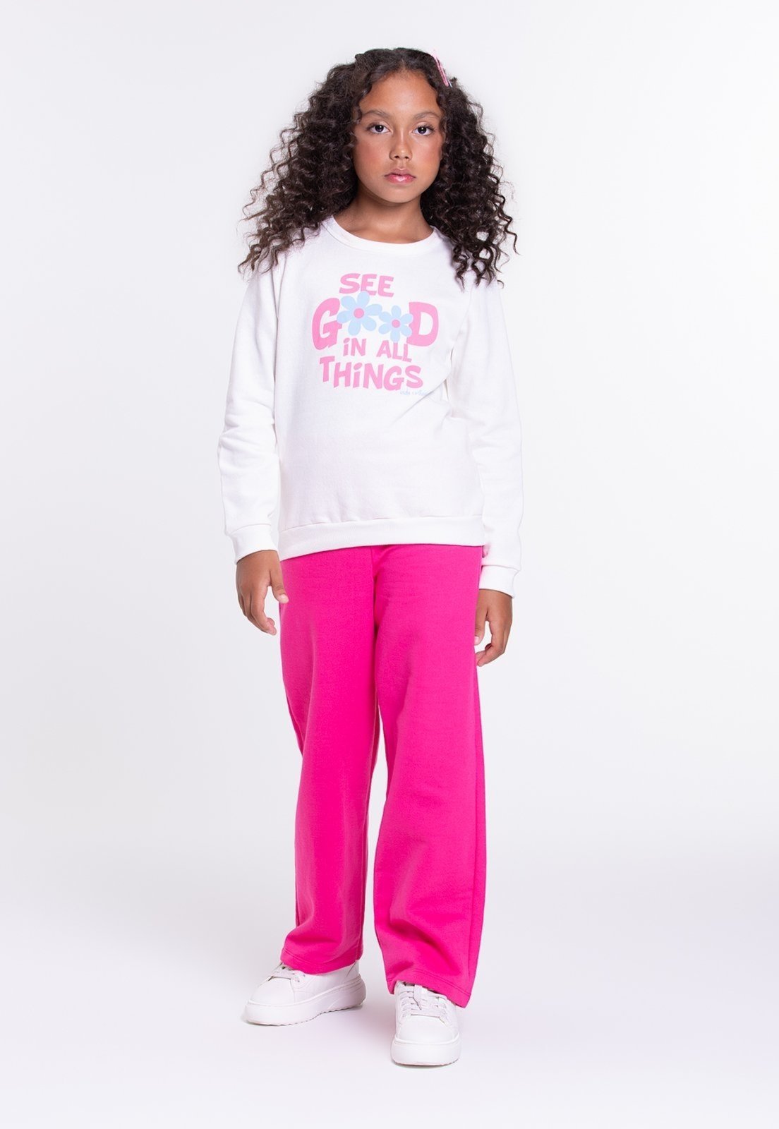 Infantil – Conjunto Moletom Wide Leg See Good Off-White – Vida Costeira