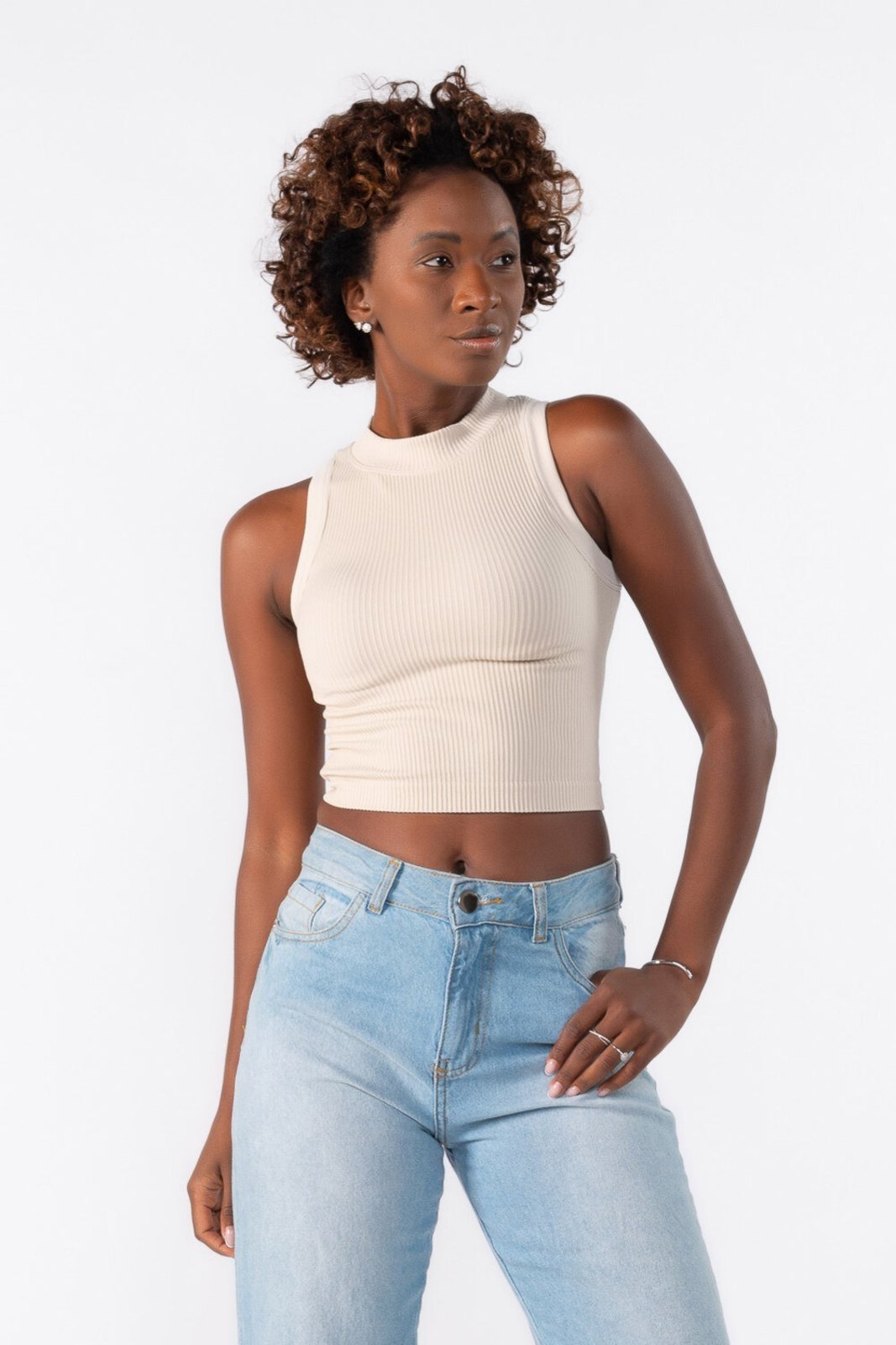 Cropped regata gola alta Bege