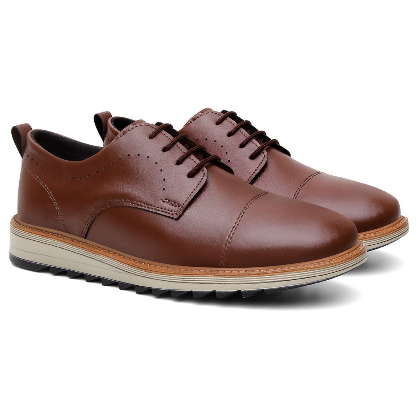 Sapato Masculino Anna Andrade Mocassim Casual Social Derby Oxford Moderno Caramelo