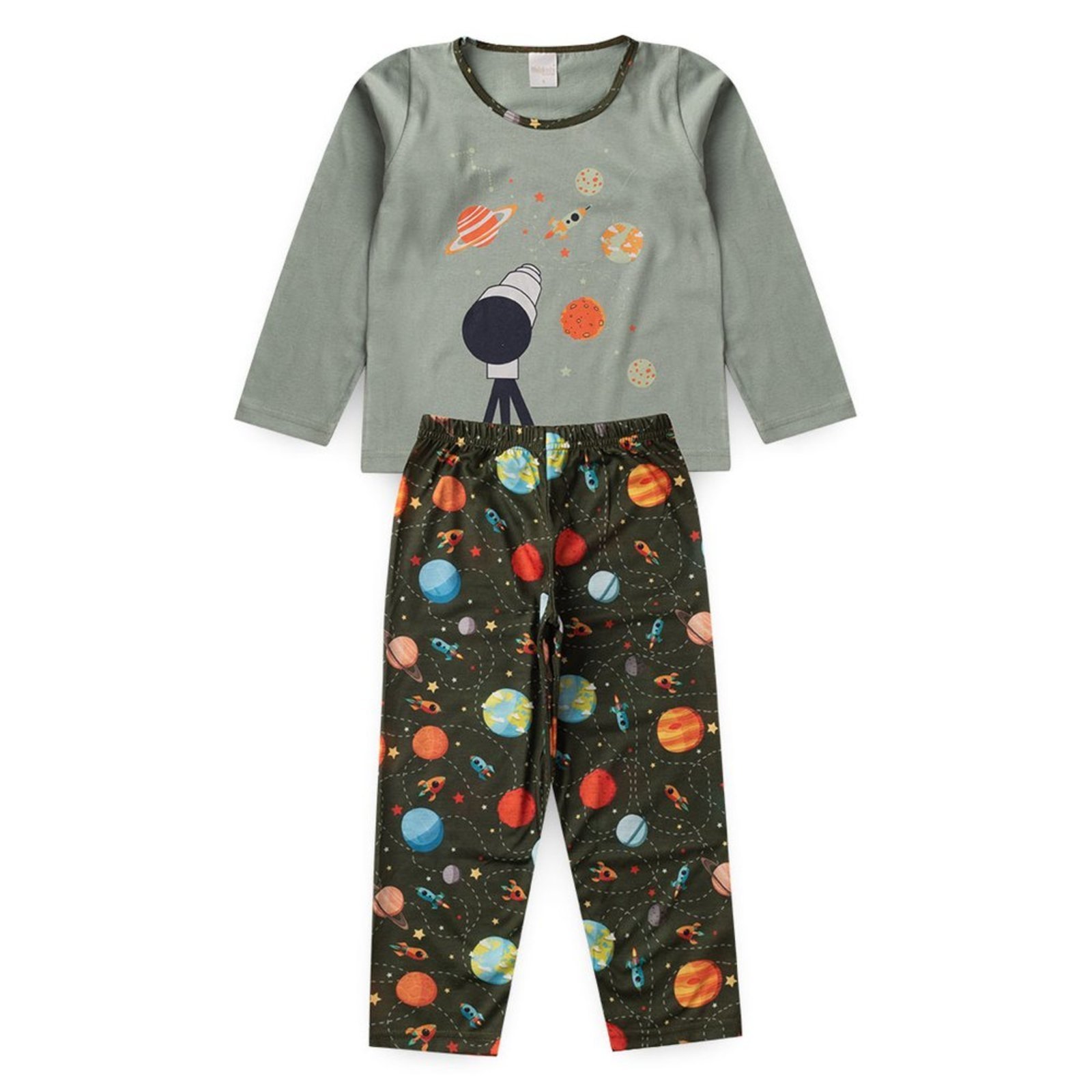 Vista 2 Pijama Menino Longo Brilha no Escuro Molekada azul Molekada azul