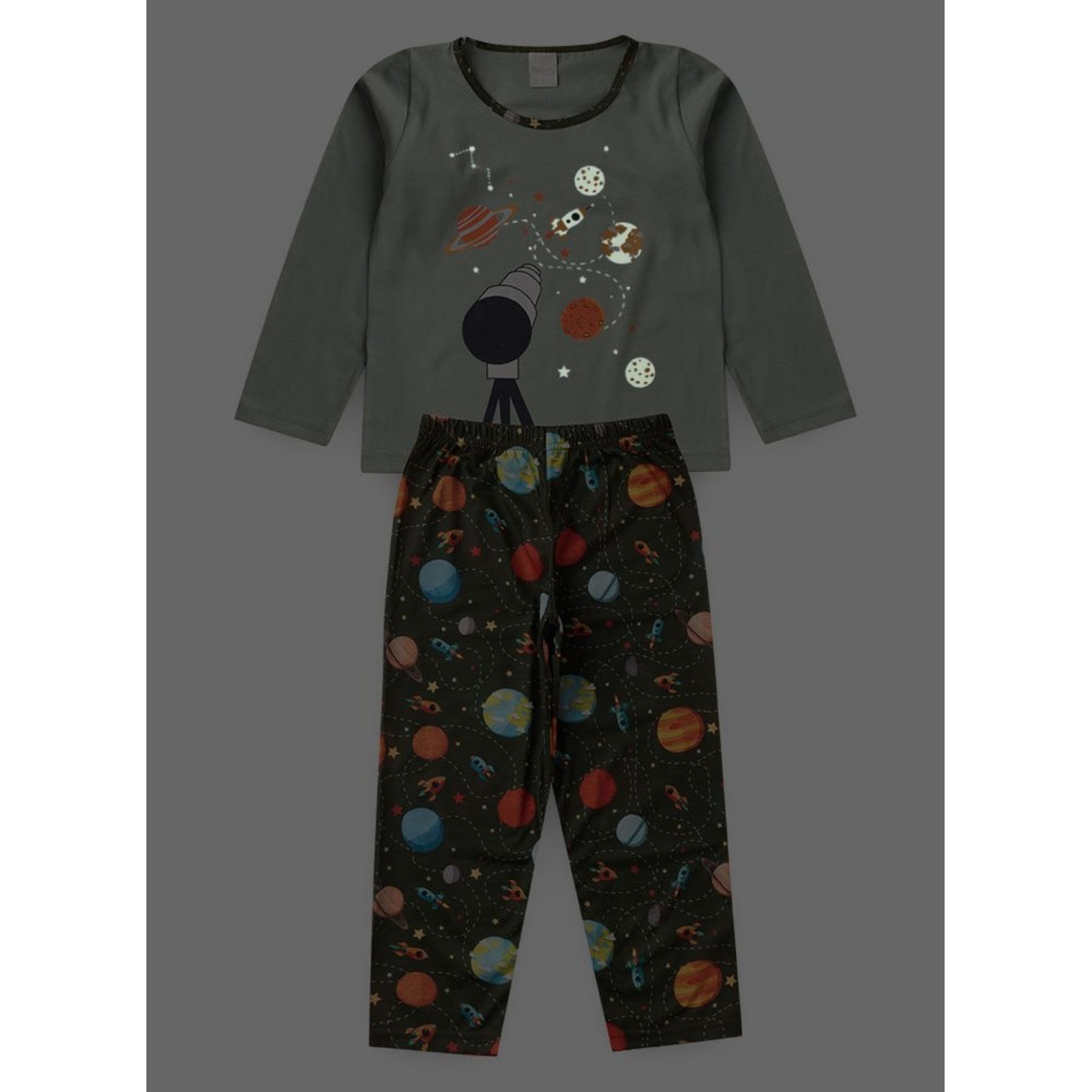 Vista 3 Pijama Menino Longo Brilha no Escuro Molekada azul Molekada azul