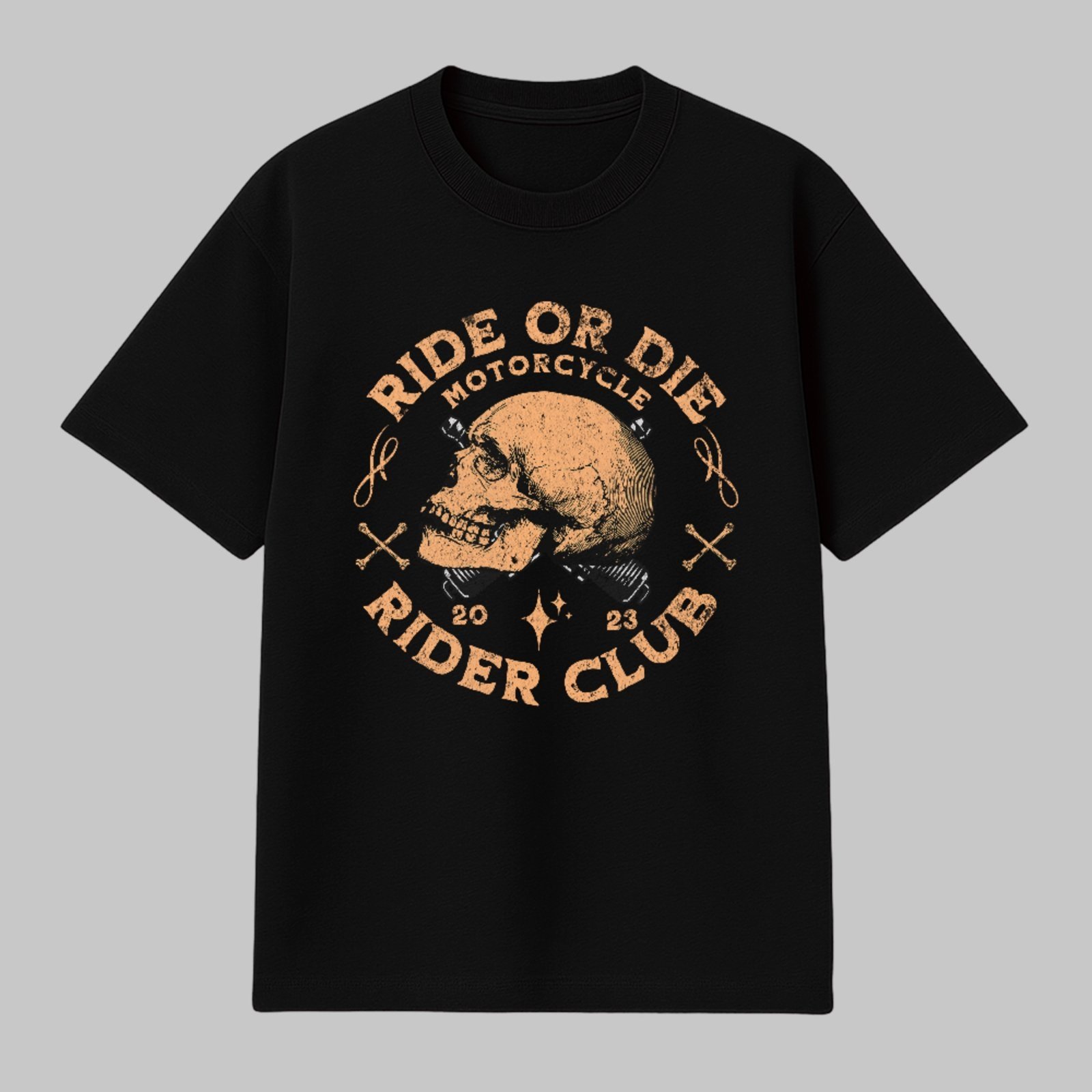 Camiseta Básica Ride Or Die Rider Club Estilo Moto Club Unissex Preto
