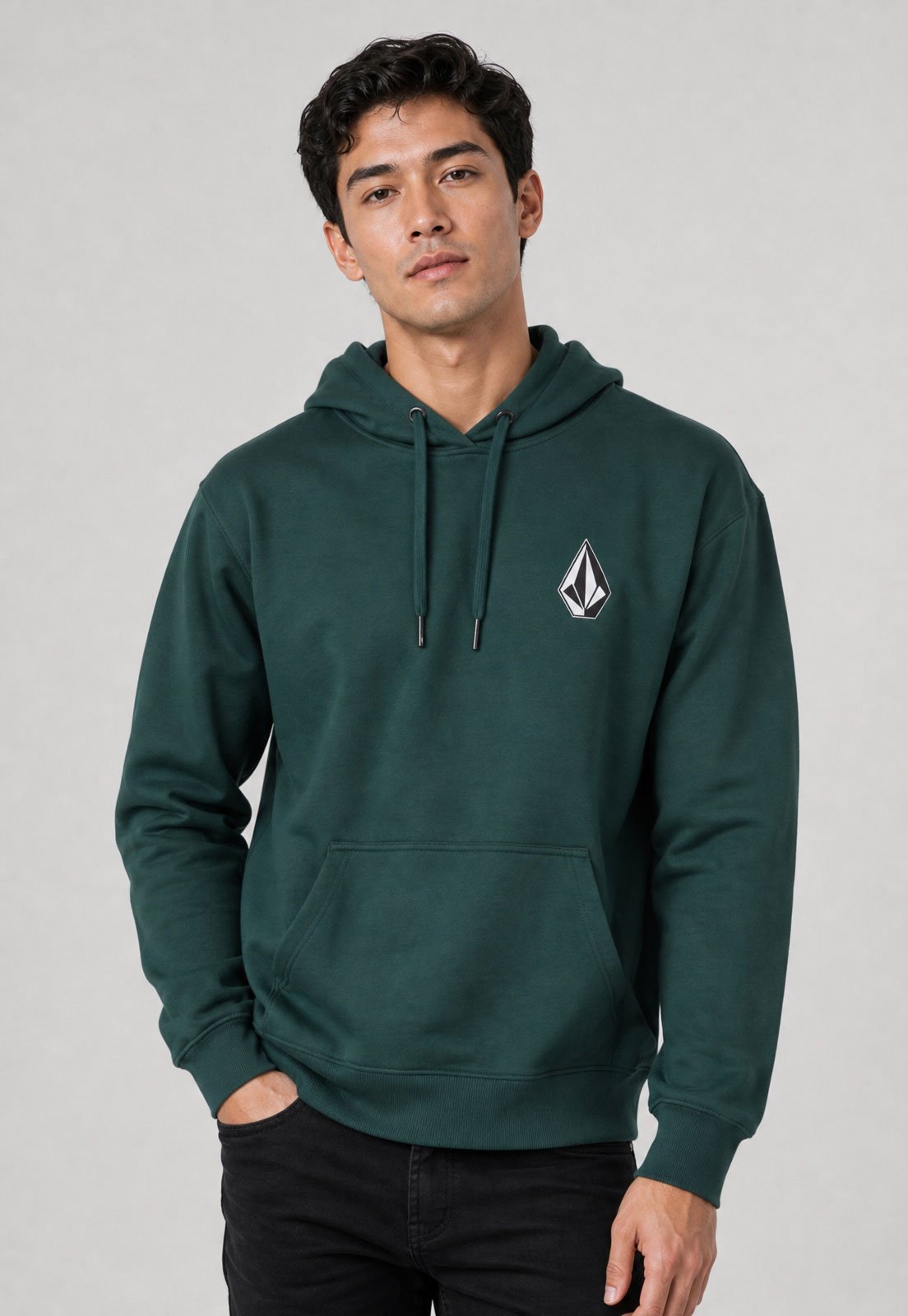 Blusa de Moletom Masculina Volcom Logo Capuz Verde