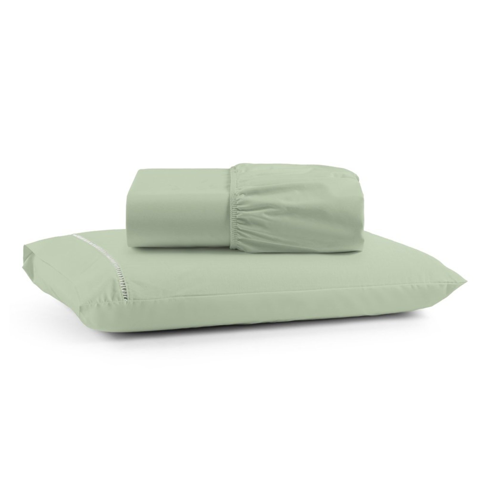 Jogo de Lençol Solteiro Premium Soft 600 Fios Micropercal Verde Ponto Palito Toque Macio 2 Peças