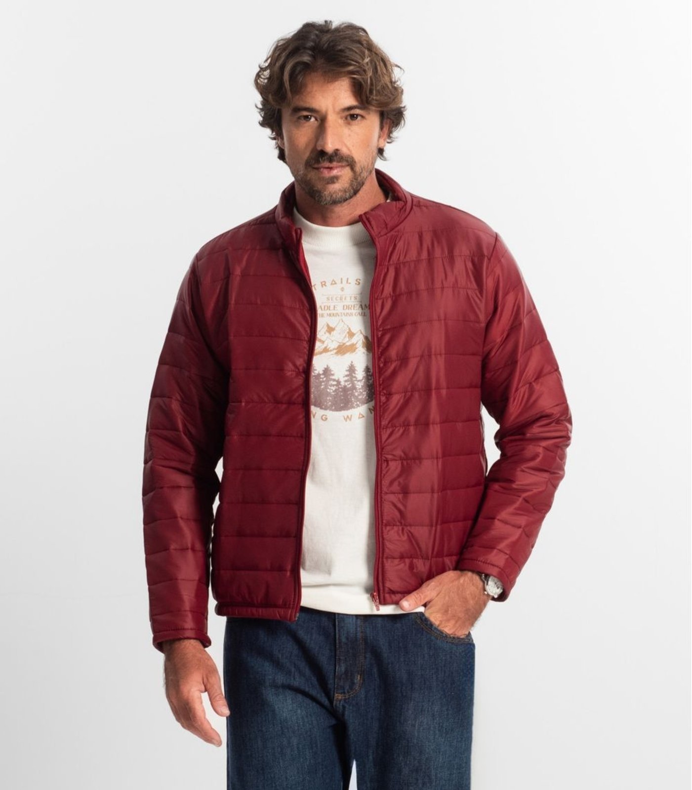 Jaqueta Masculina Em Microfibra Com Bolso Diametro Vermelho