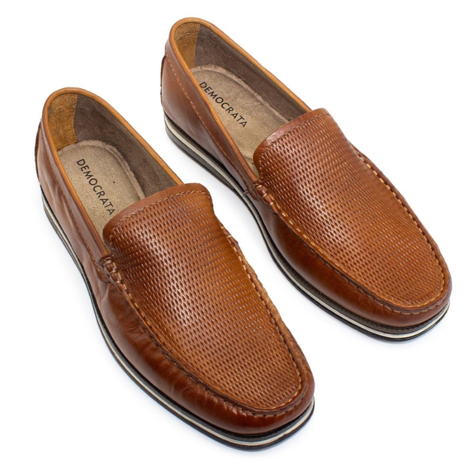 Vista 3 Mocassim De Couro Democrata Masculino Easy Ted 135201 marrom DEMOCRATA marrom