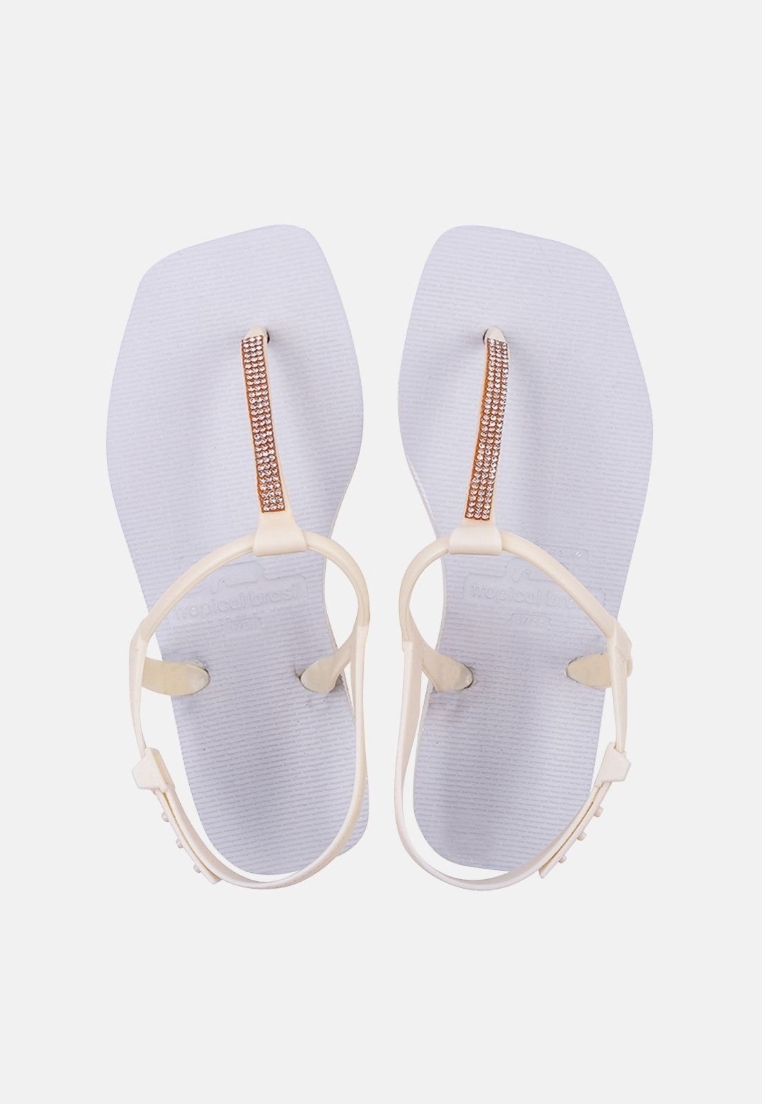 Chinelo Tropical Brasil Feminino com Strass Branco