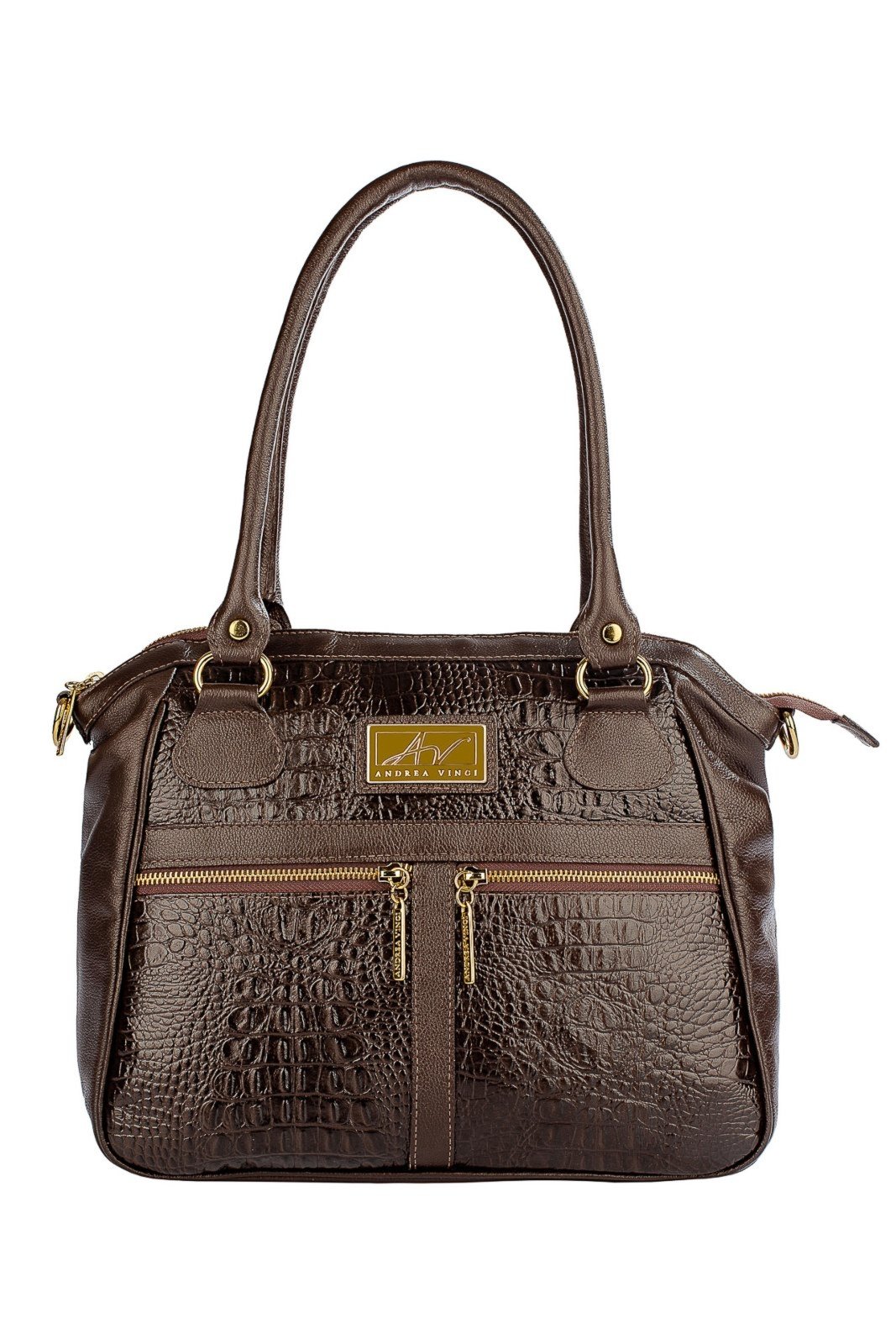 Vista 2 Bolsa de couro croco Luana - Café Andrea Vinci caramelo Andrea Vinci caramelo