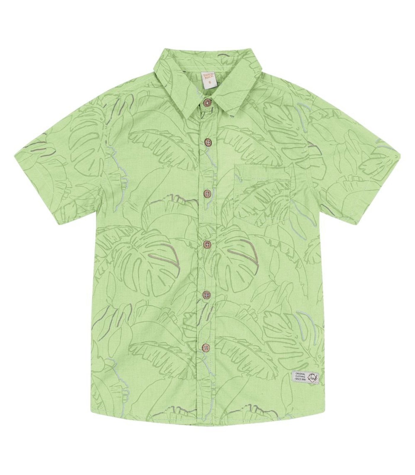 Infantil - Camisa Estampada Em Popeline Trick Nick Verde