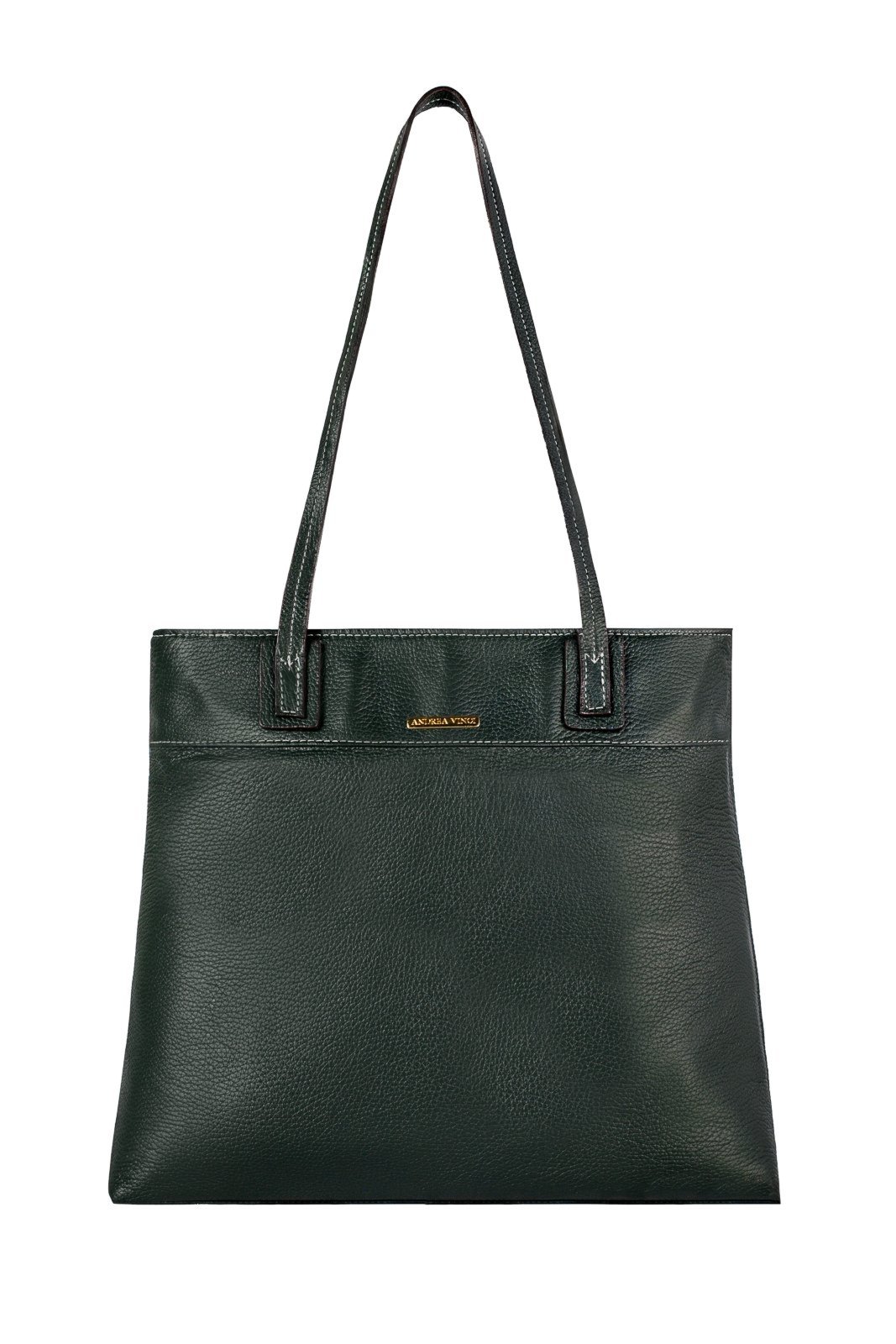 Bolsa de couro liso Abigail - Verde Militar