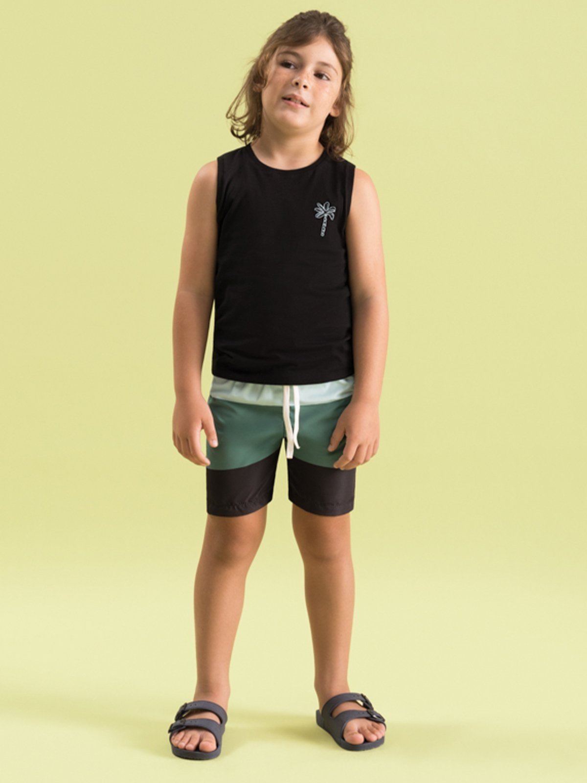 Infantil – Conjunto Bugbee Regata com Estampa e Bermuda Tactel Listrada