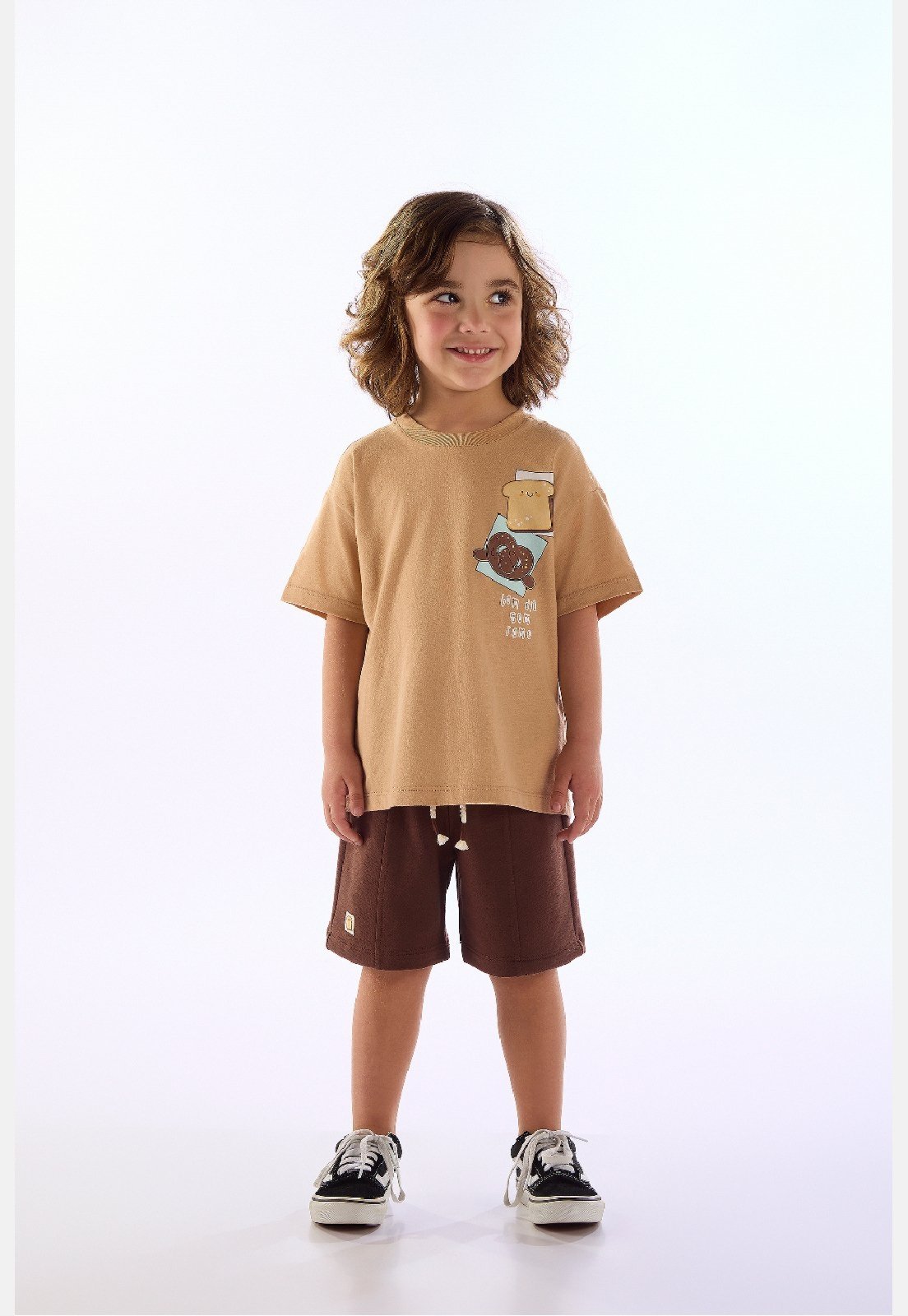 Infantil - Conjunto Camiseta e Bermuda Três e Já Marrom