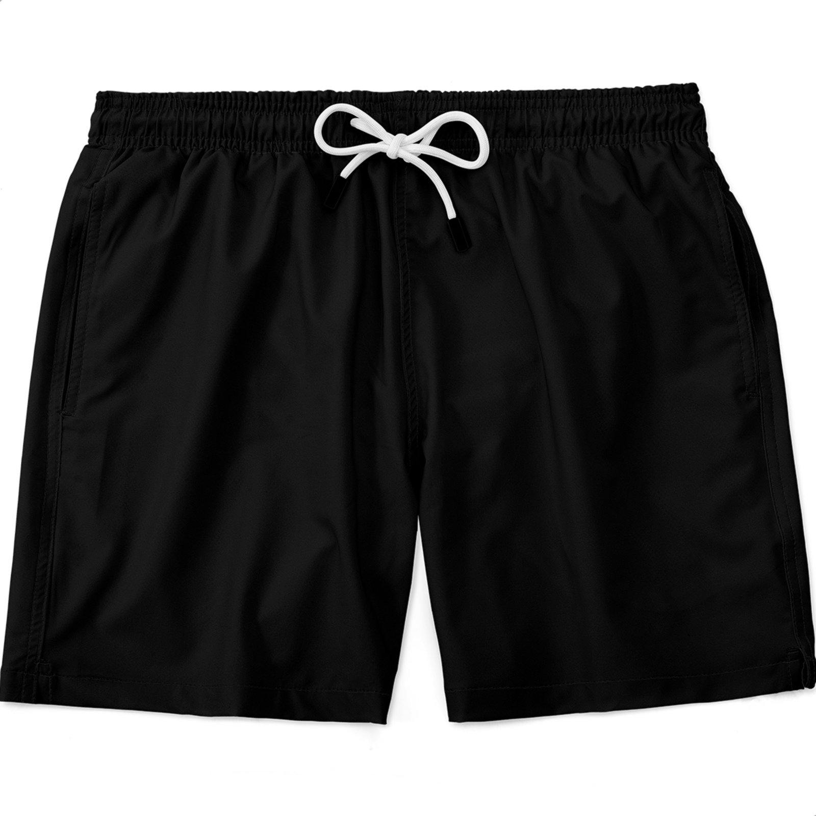 Shorts Masculino Básico Tactel e Elastano Leve c/ Elástico e Cordão Ajustável na Cintura Bolsos Laterais e Secagem Rápida Uso Casual Treino Academia Preto