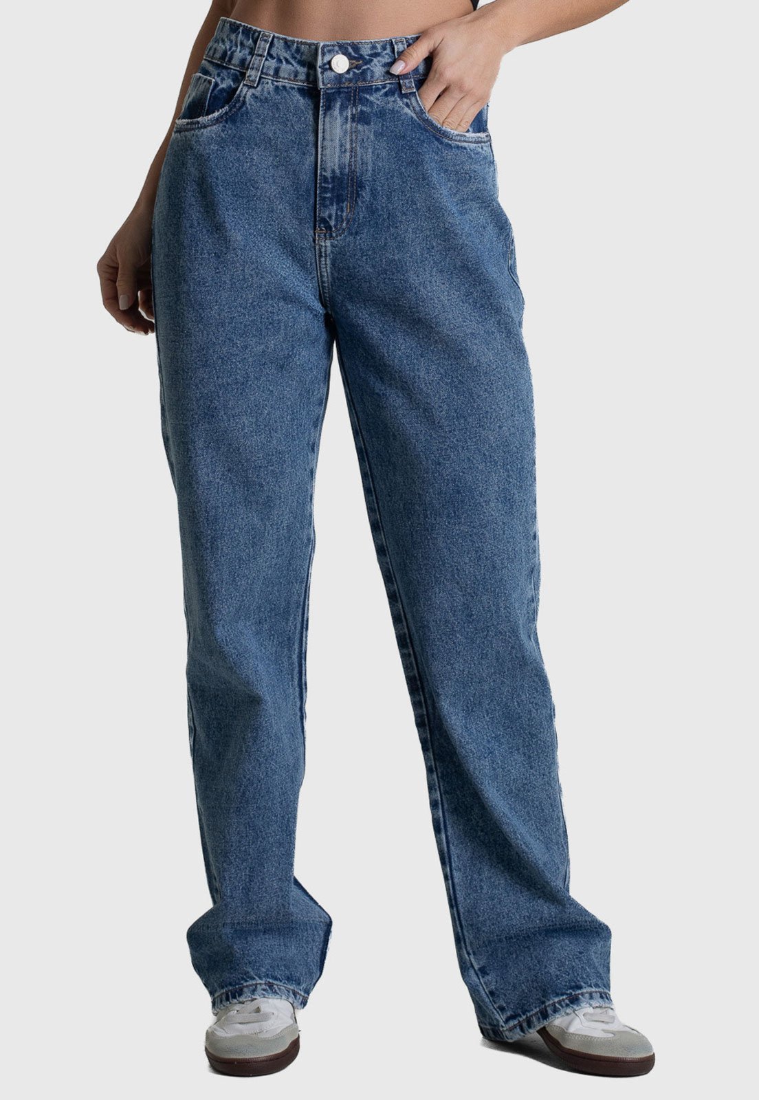 Calça Jeans Feminina Sawary Reta Petit Azul
