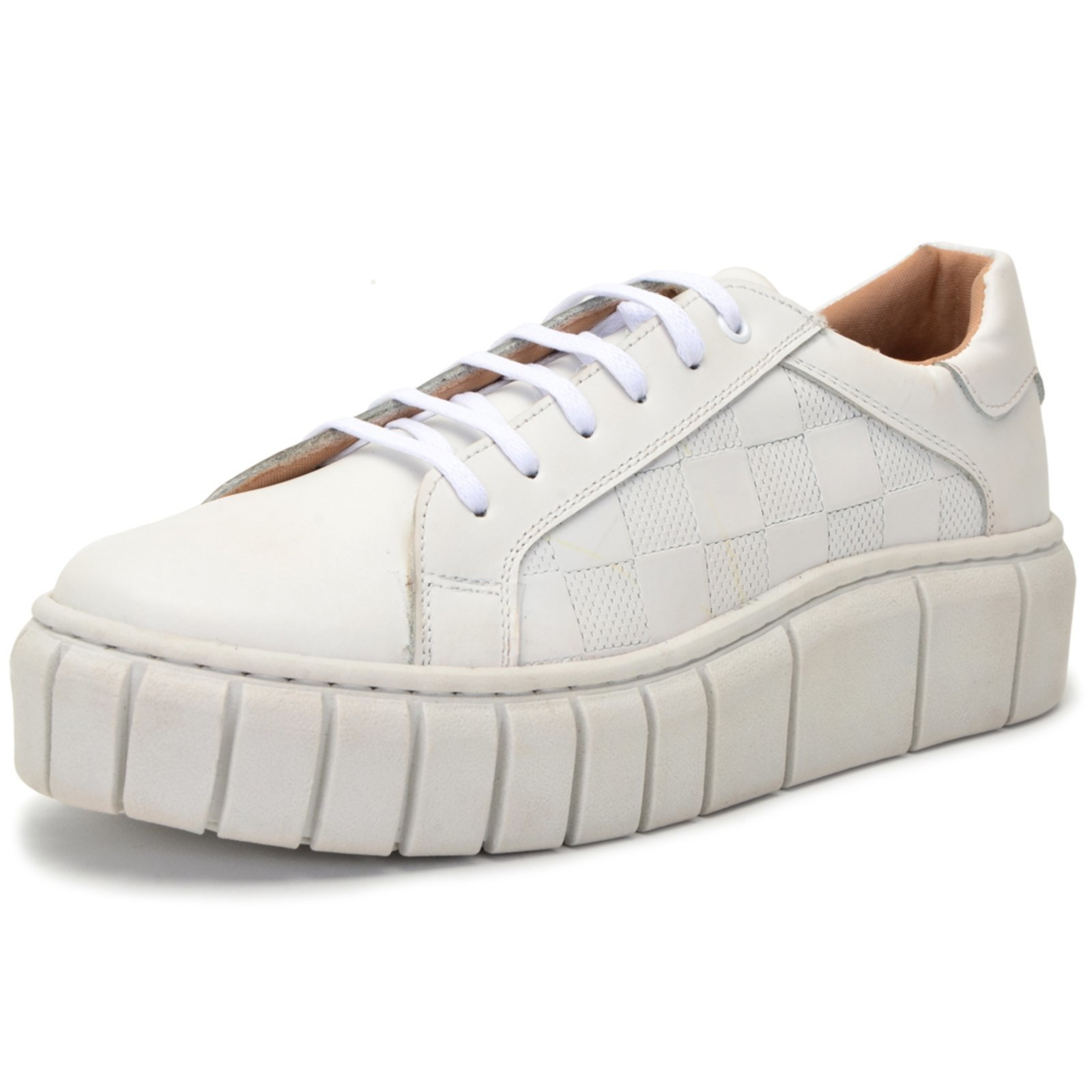 Tênis Feminino Conforto Ferrile Em Couro Branco 151