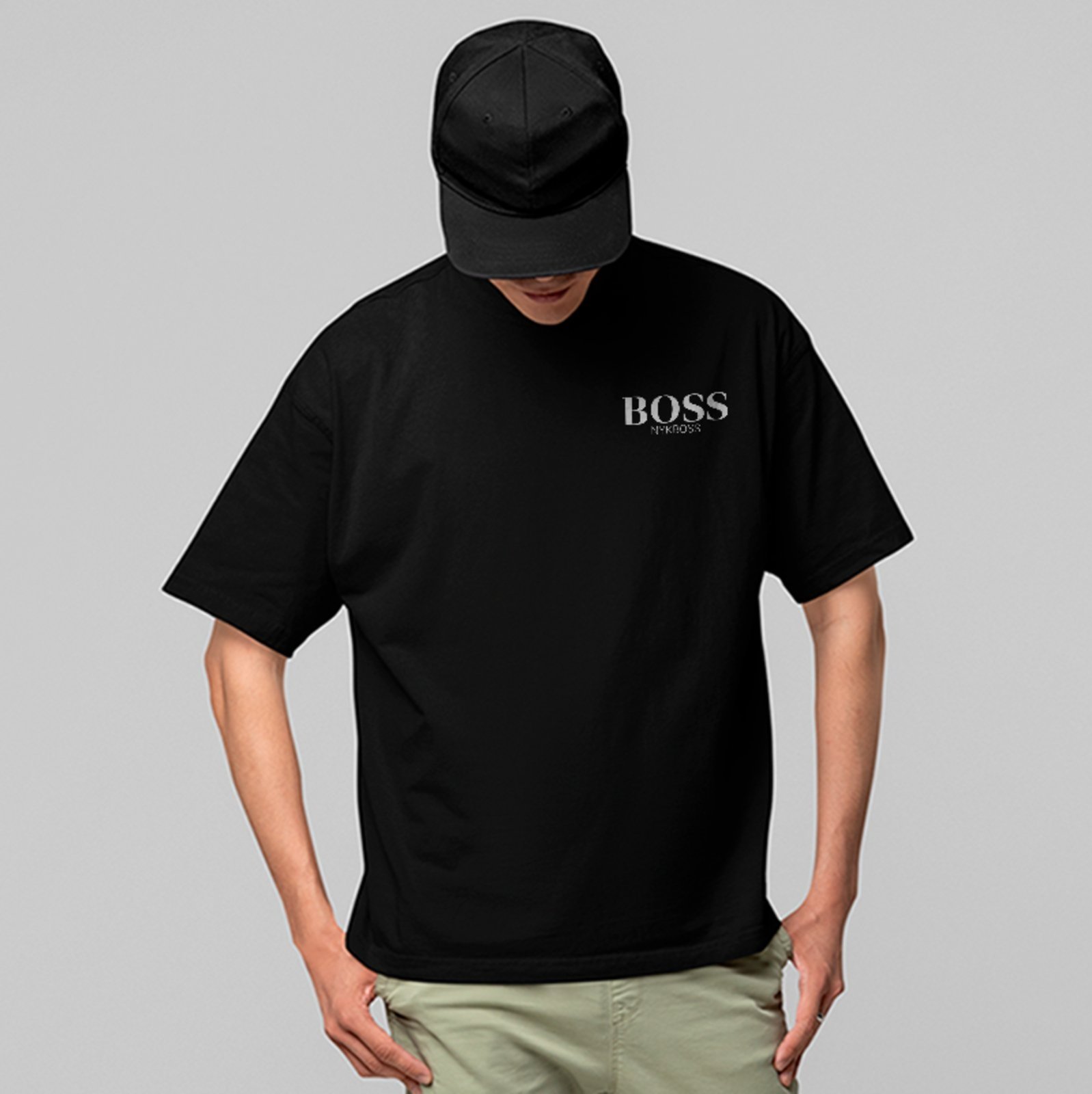 Camiseta Oversized Boss Estilo Fashion Casual Premium Unissex Preto