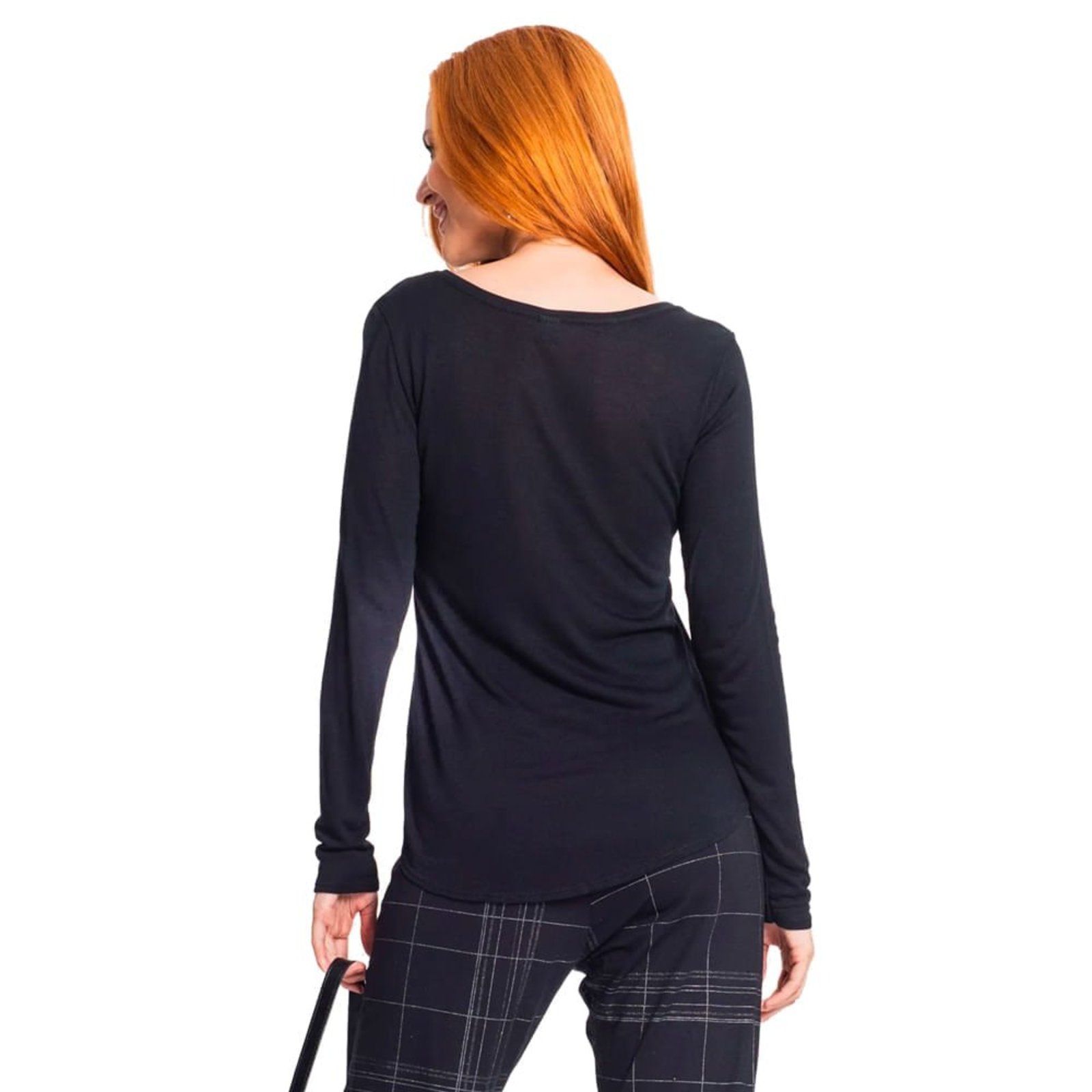 Vista 3 Blusa Feminina Rovitex Manga Longa preto Rovitex preto