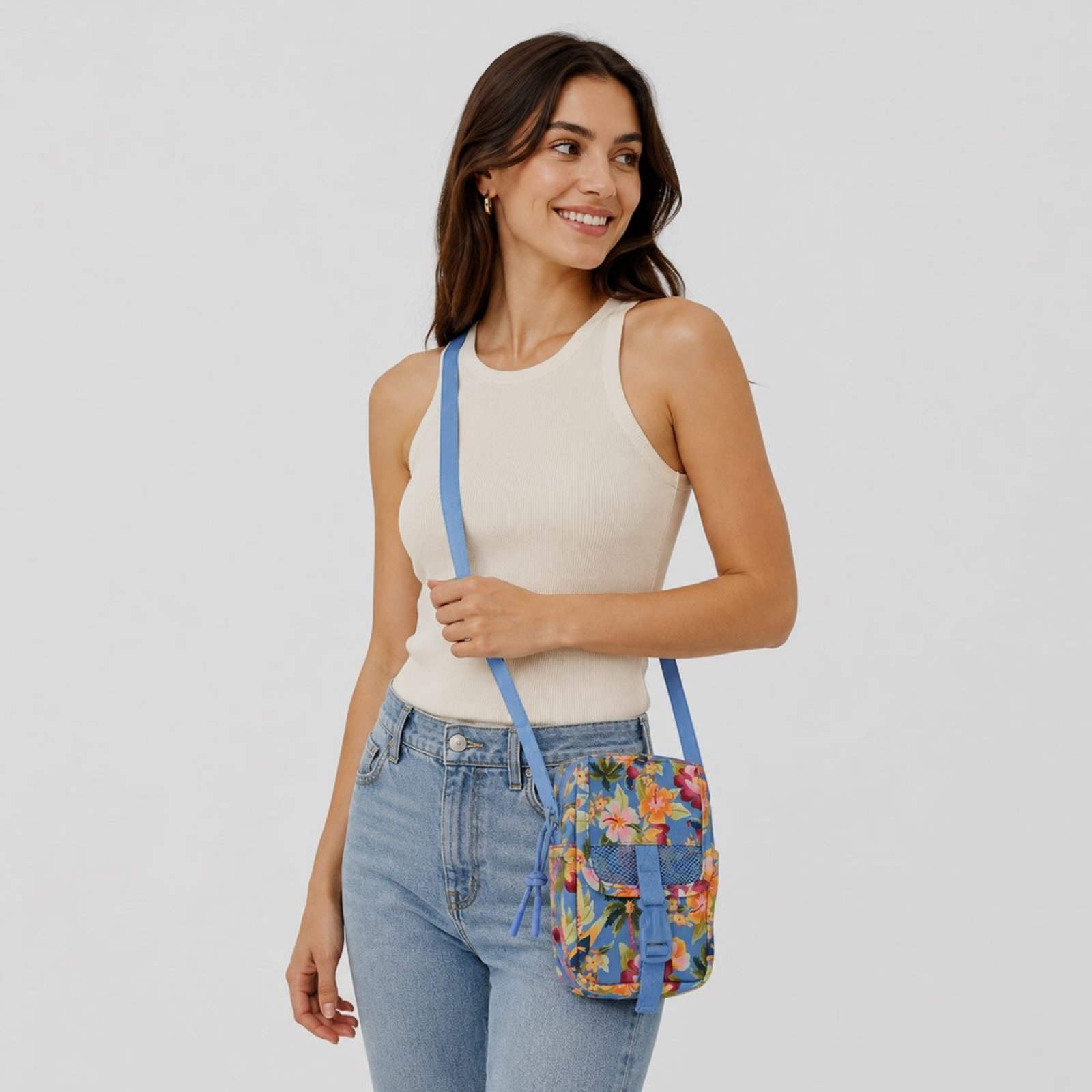 Bolsa Farm Fervo Floral Havaiano Azul