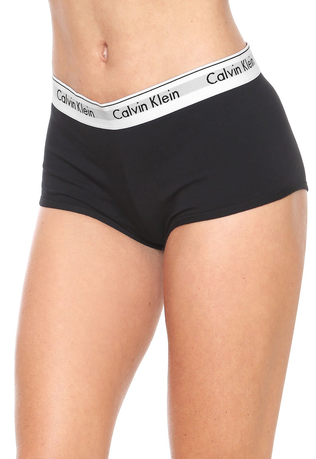 Vista 2 Calcinha Calvin Klein Underwear Boxer Logo Preta preto Calvin Klein Underwear preto