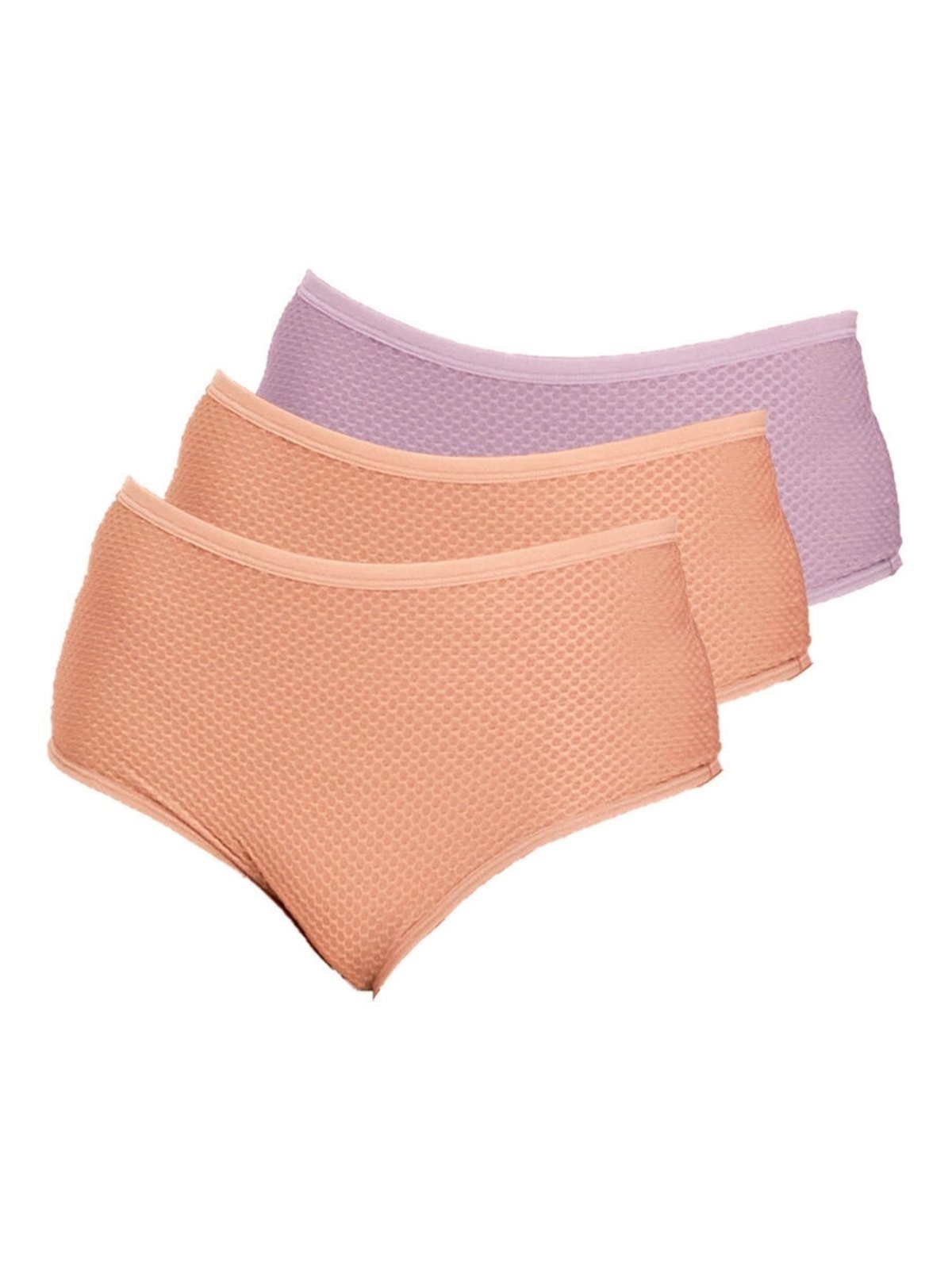 Vista 2 Kit com 3 Calcinhas Alta Dilady 203203 Plus Size bege Dilady bege
