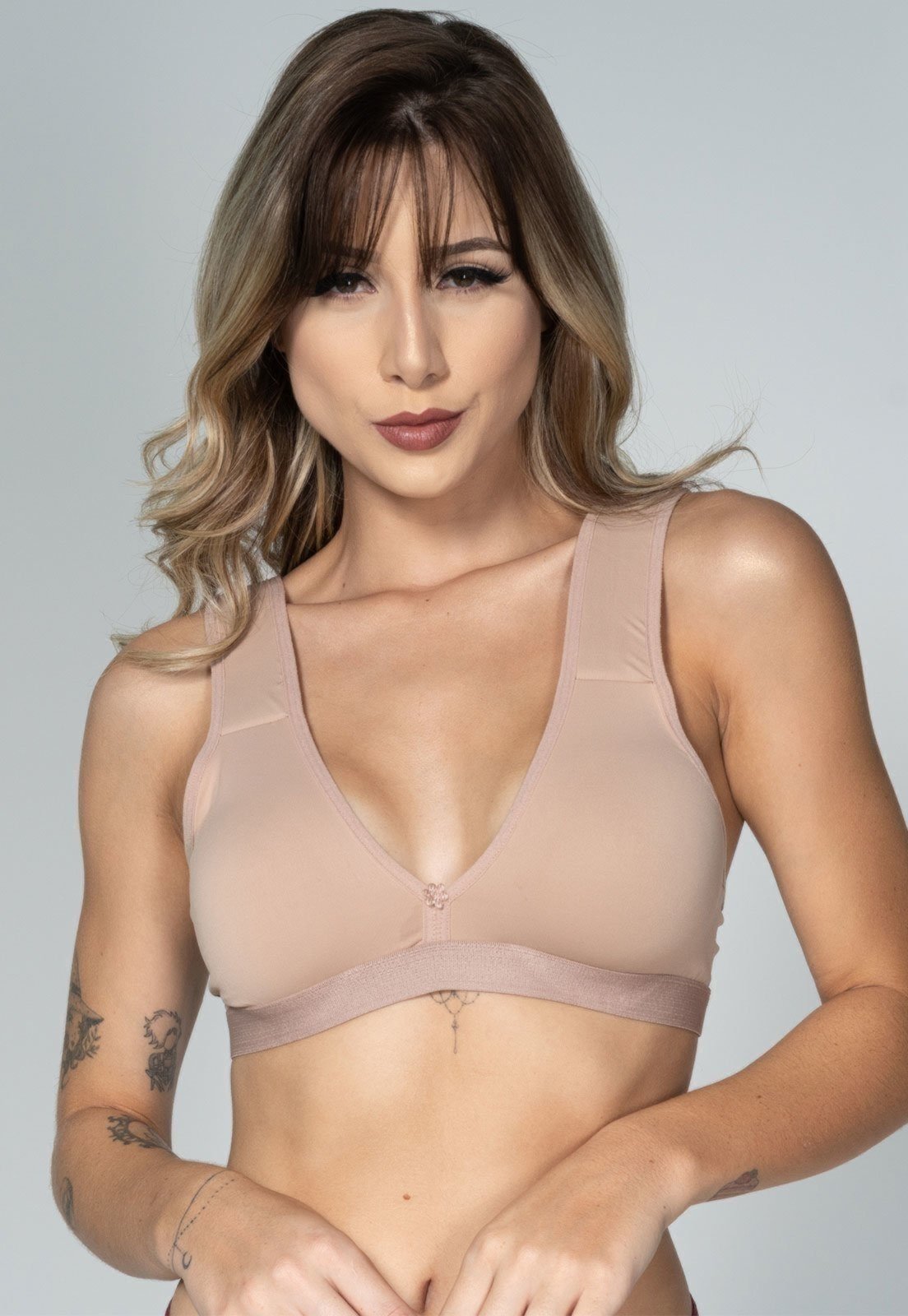 Soutien Feminino Serra e Mar Modas Sem Bojo Alça de Espuma Bege