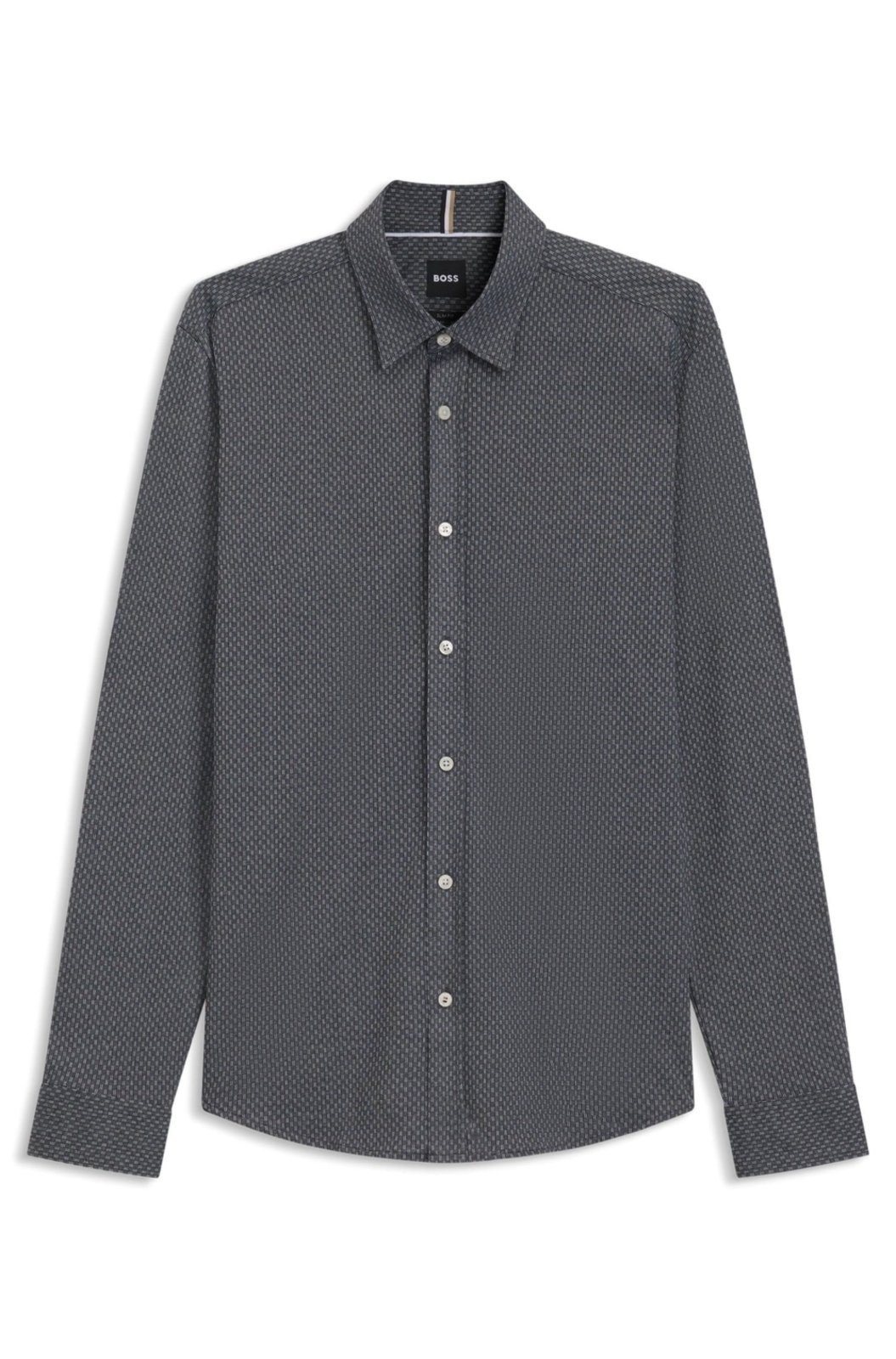 Vista 2 Camisa Slim Fit Em Jacquard De Mistura De Algodão azul azul