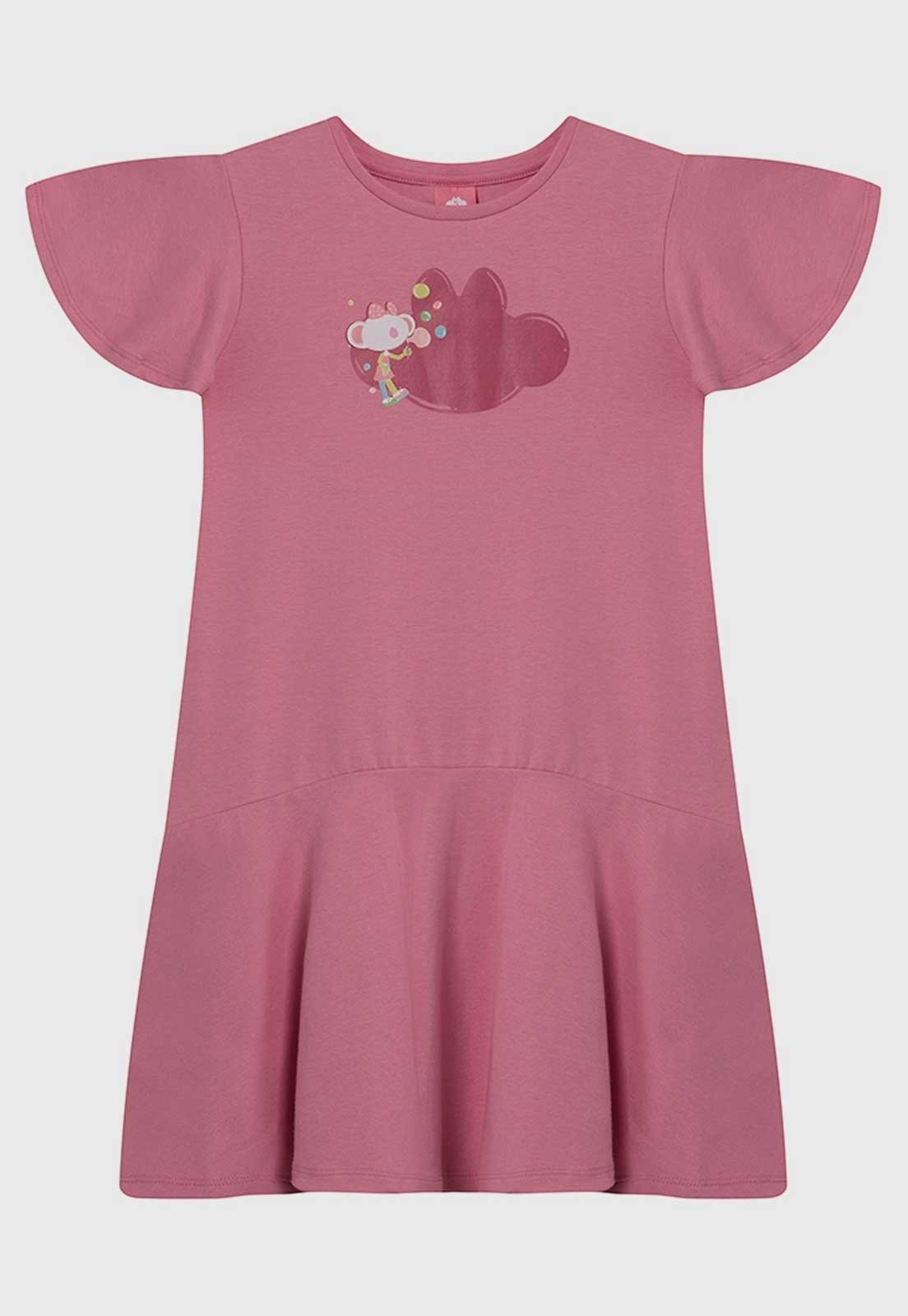 Vestido Lilica Ripilica Babado Estampa Rosa