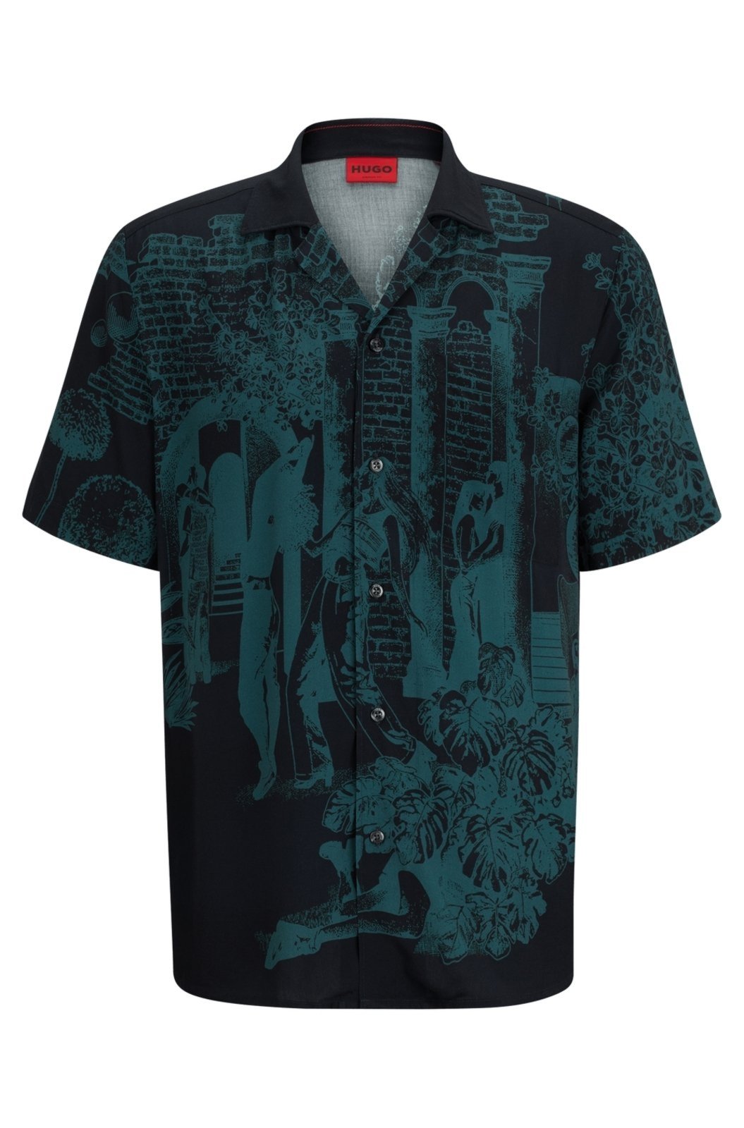 Camisa Relaxada Com Estampa Sazonal Preto – G – L