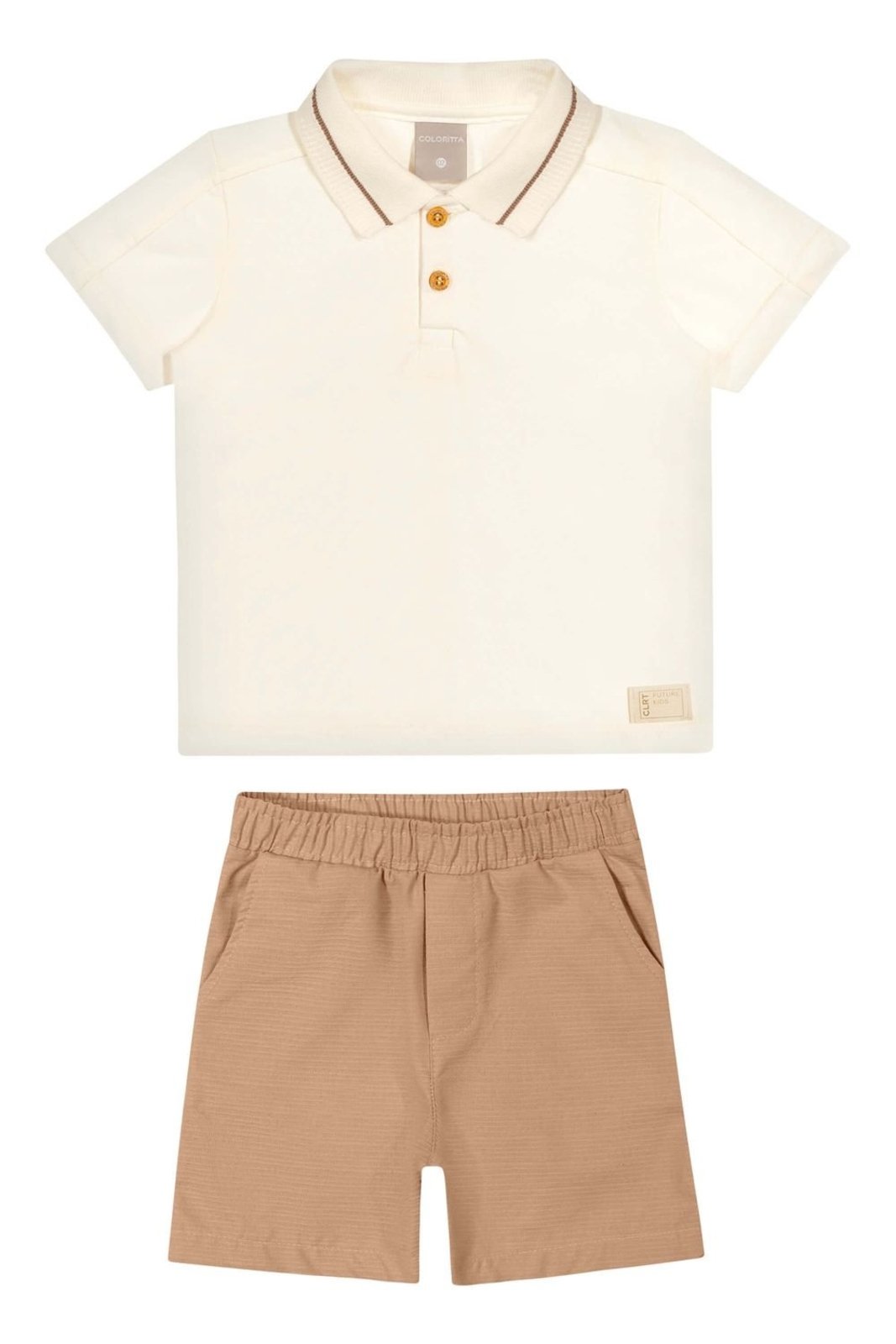 Infantil - Conjunto Polo Retilínea Menino Colorittá Bege