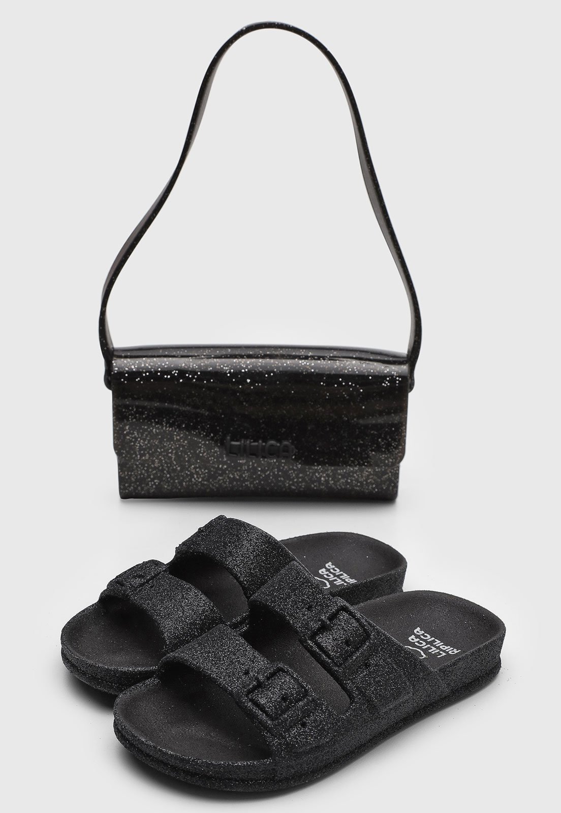 Infantil – Chinelo Lilica Ripilica Glitter com Bolsa Preta