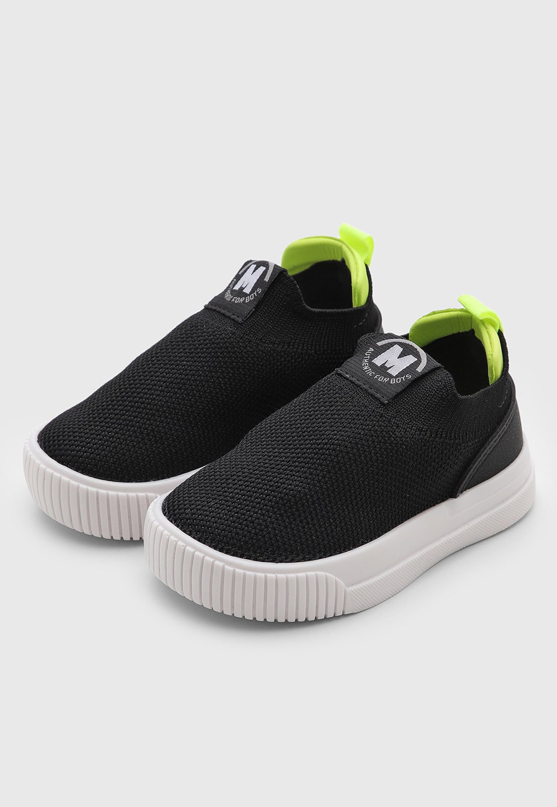 Infantil - Tênis Molekinho Slip On Detalhe Verde Preto