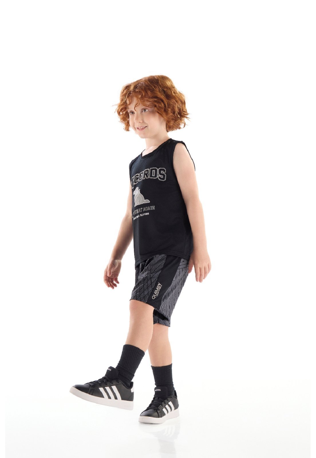 Infantil - Conjunto Regata Dry Fit Bermuda Quimby Preto