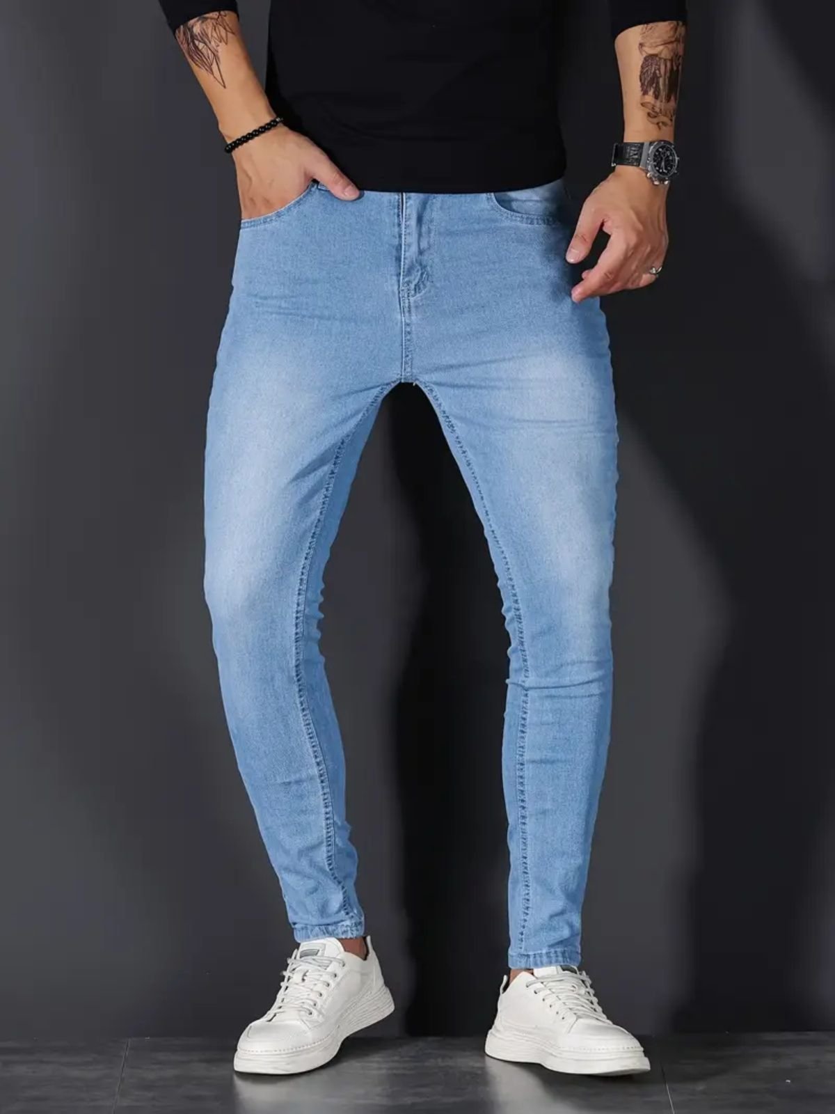 Calça Jeans Masculina Azul Clara Kovali Fashion Store Básica e Confortável