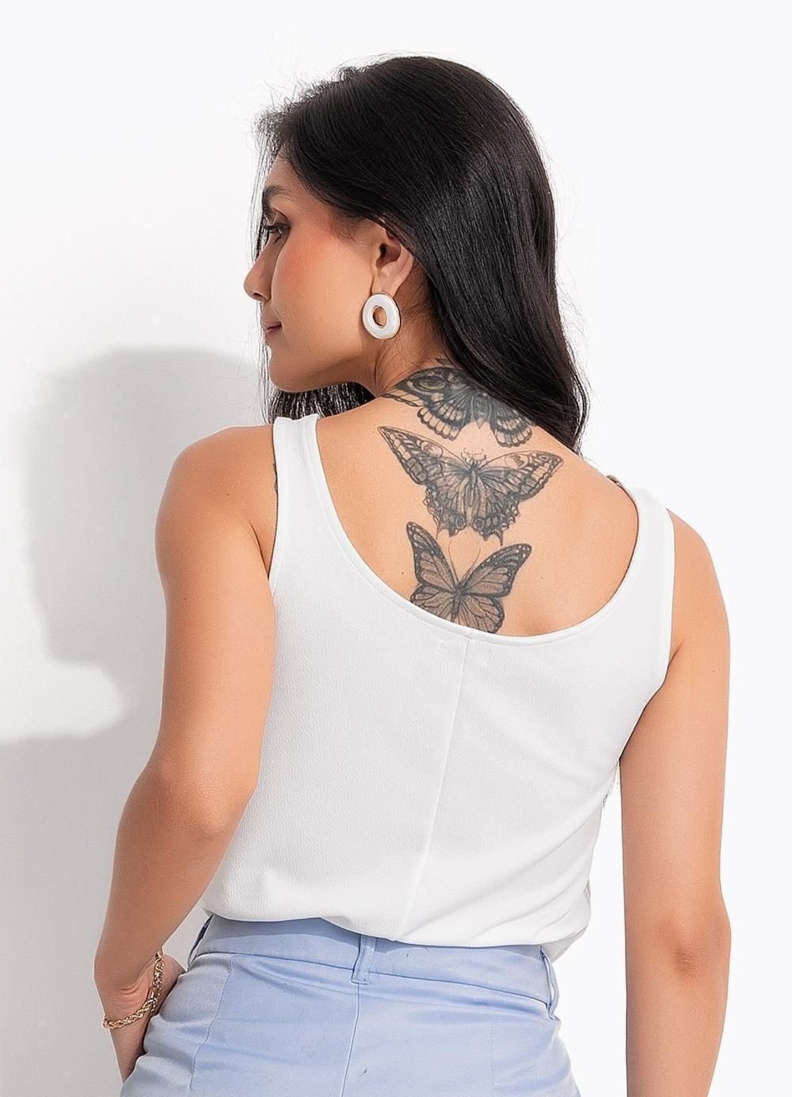 Blusa Em Malha Crepe Encorpada Quintess Off White