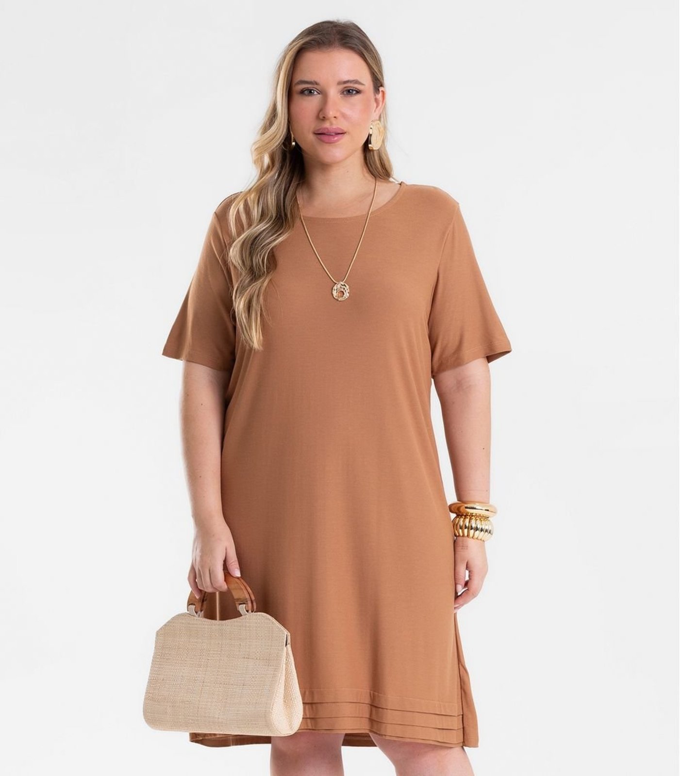 Vestido Feminino Curto Viscose Secret Glam Marrom