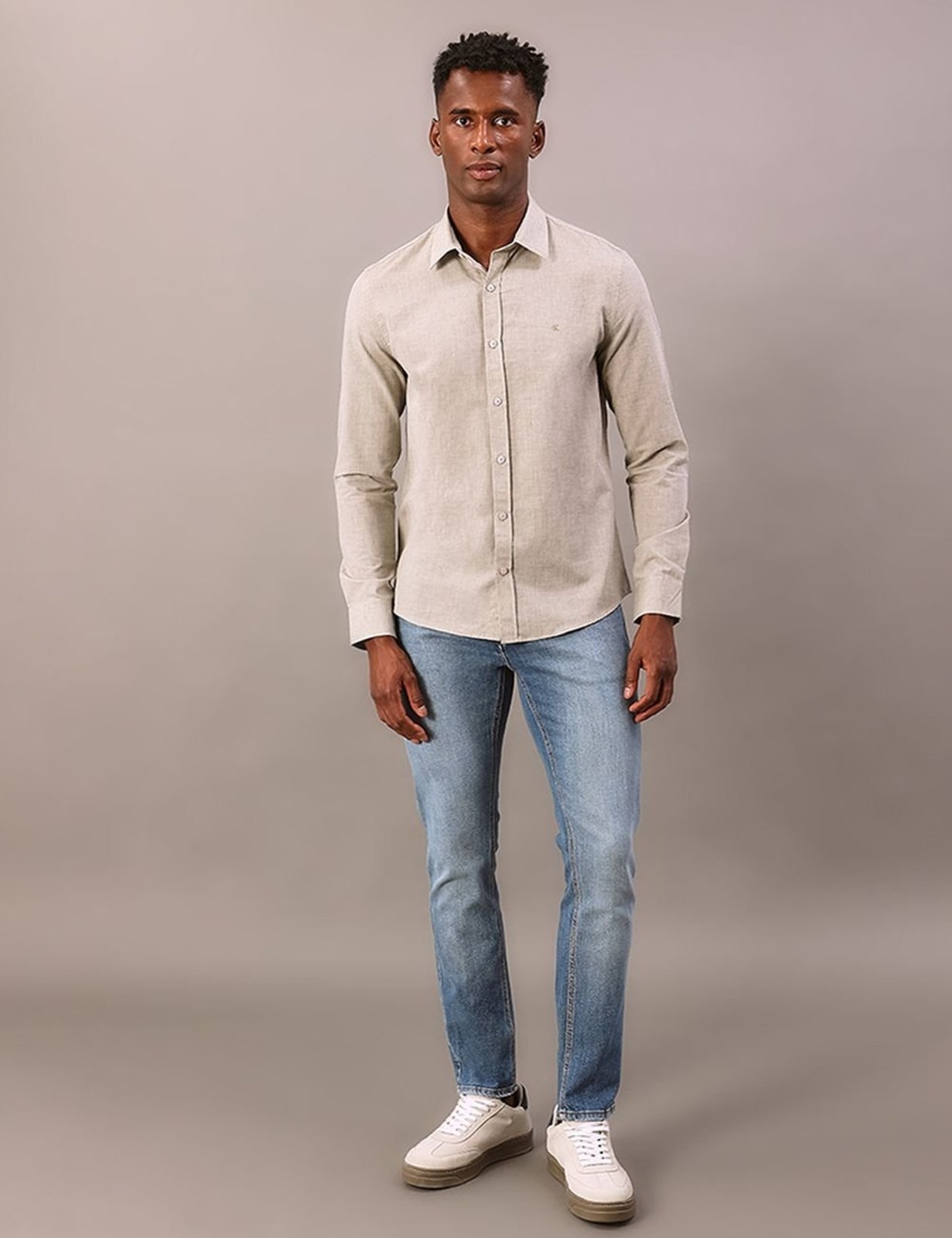 Camisa Manga Longa Calvin Klein Jeans Regular Cotton - Militar Calvin Klein Jeans