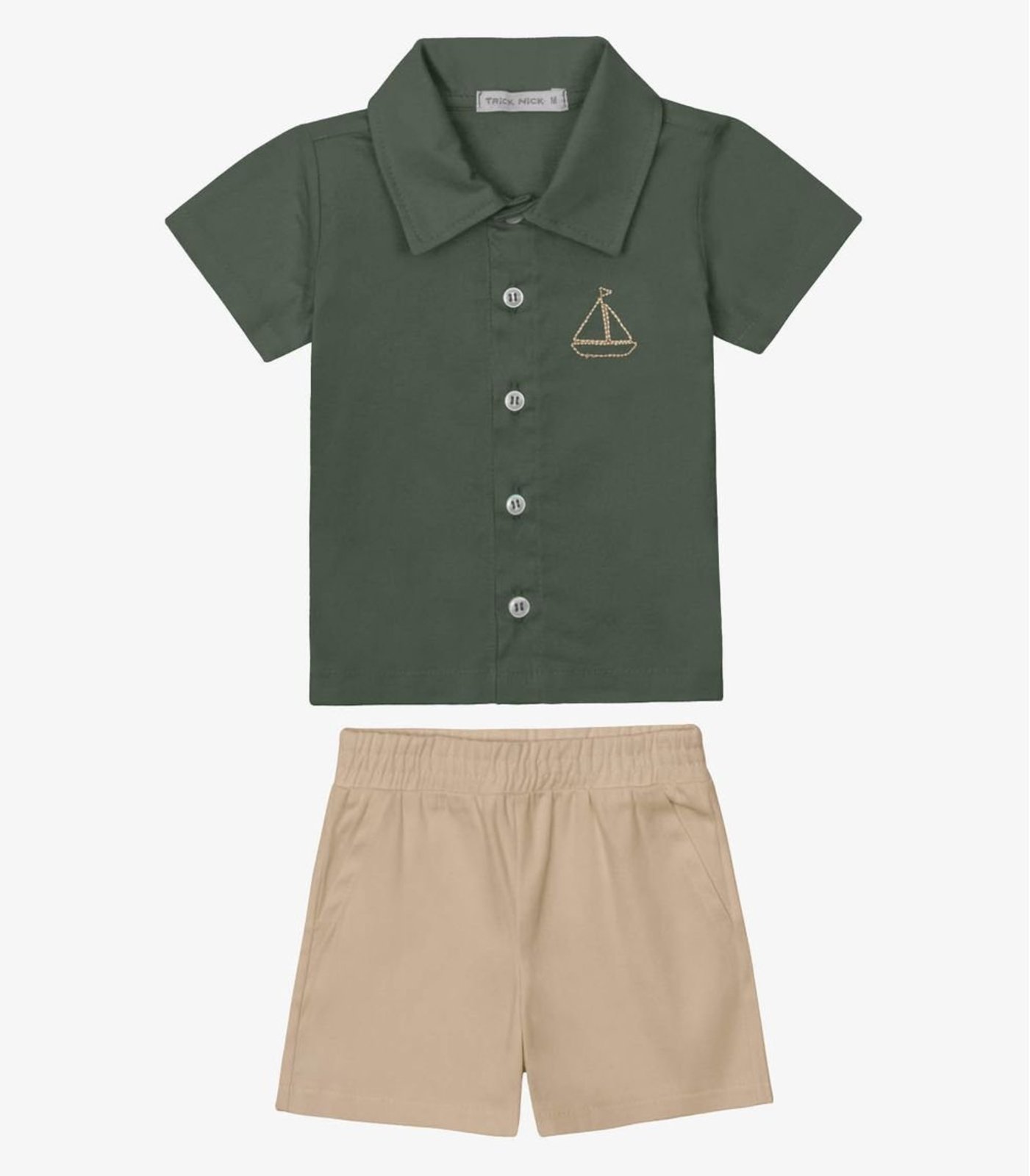 Infantil - Conjunto Verão Menino Camisa E Bermuda Trick Nick Verde