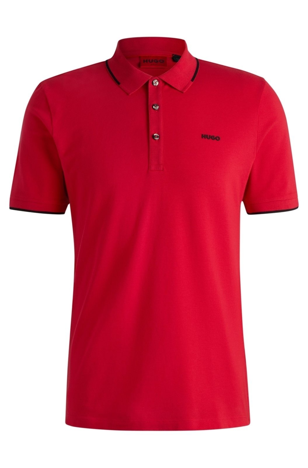 Polo De Ajuste Slim De Algodão Elástico Com Logo Estampado
