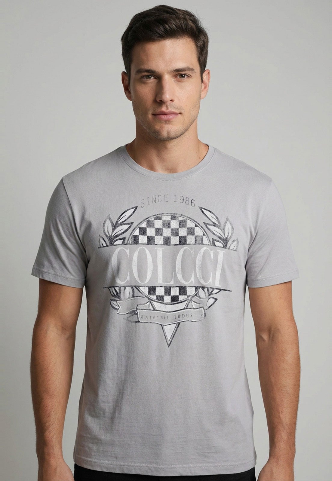 Vista 2 Camiseta Masculina Colcci Estampa Gráfica Claro cinza Colcci cinza