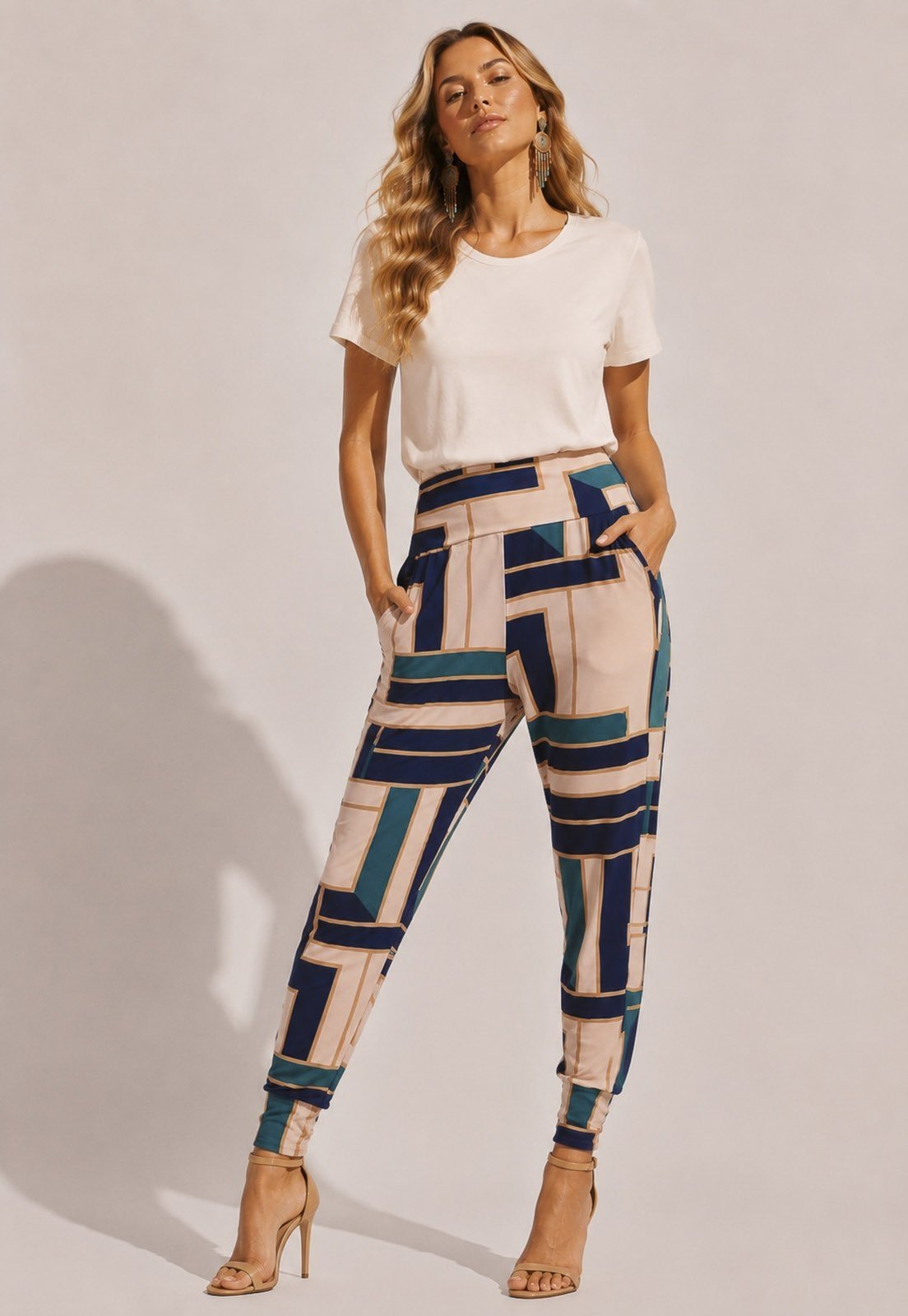 Calça CabanaFree Saruel Malha com Bolso Estampa Chapada de Areia