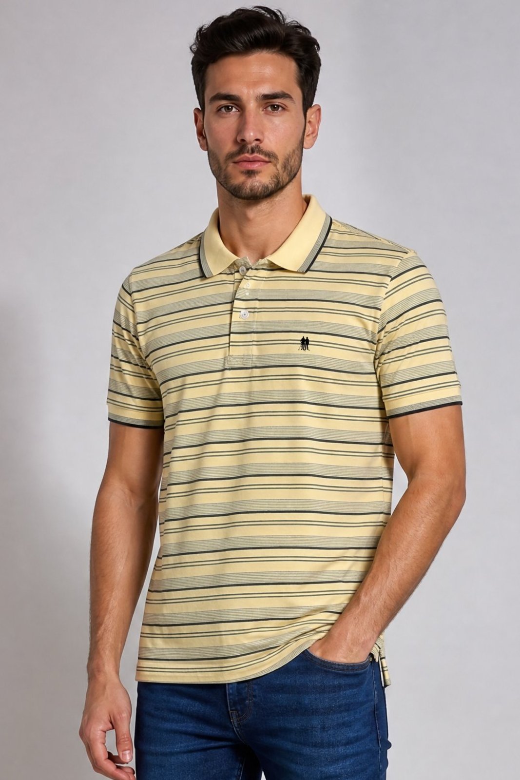 Polo Piquet Listrada Polo Wear Amarelo Médio
