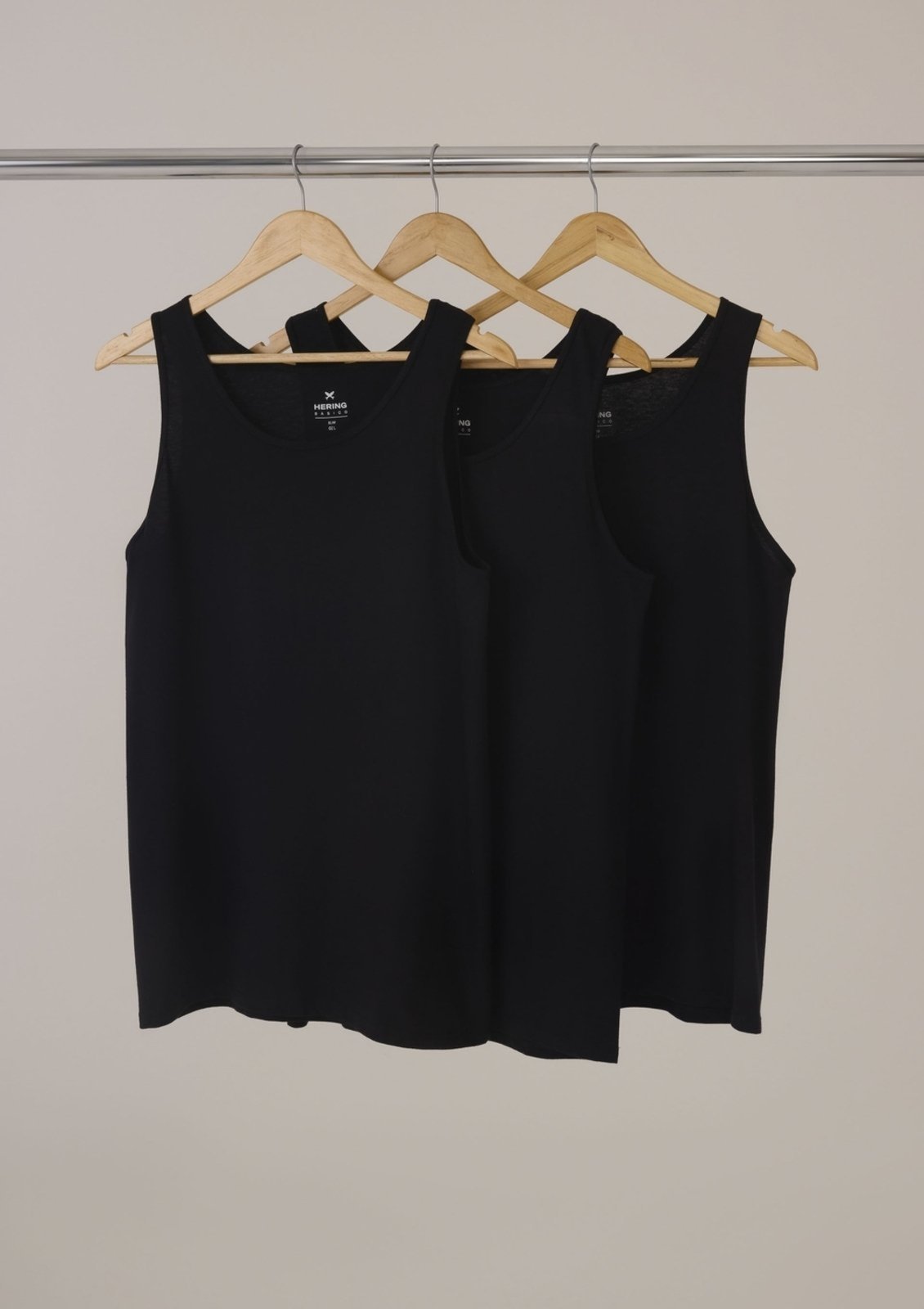 Vista 2 Kit 3 Regatas Masculinas Slim Hering branco Hering branco