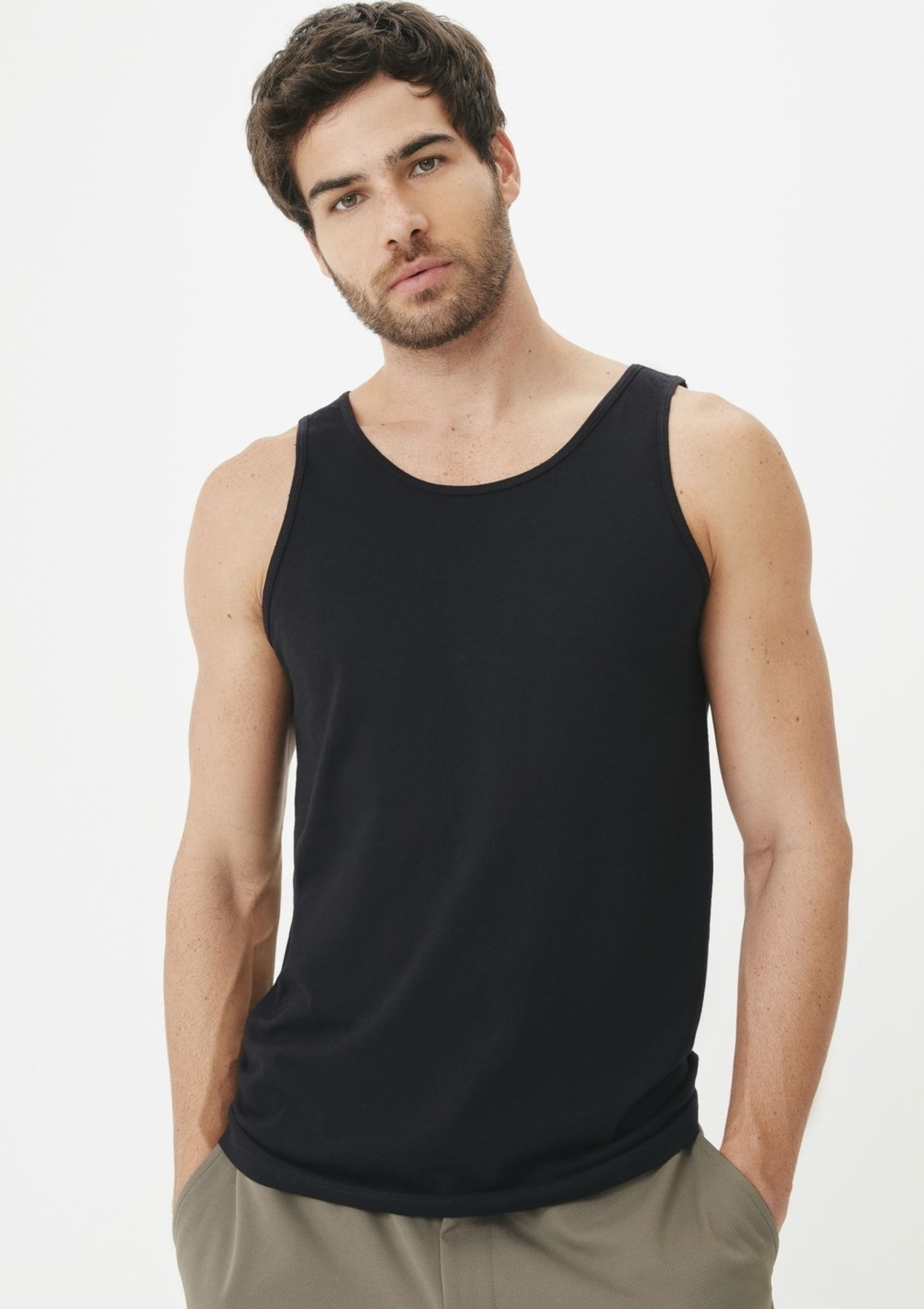 Vista 3 Kit 3 Regatas Masculinas Slim Hering branco Hering branco